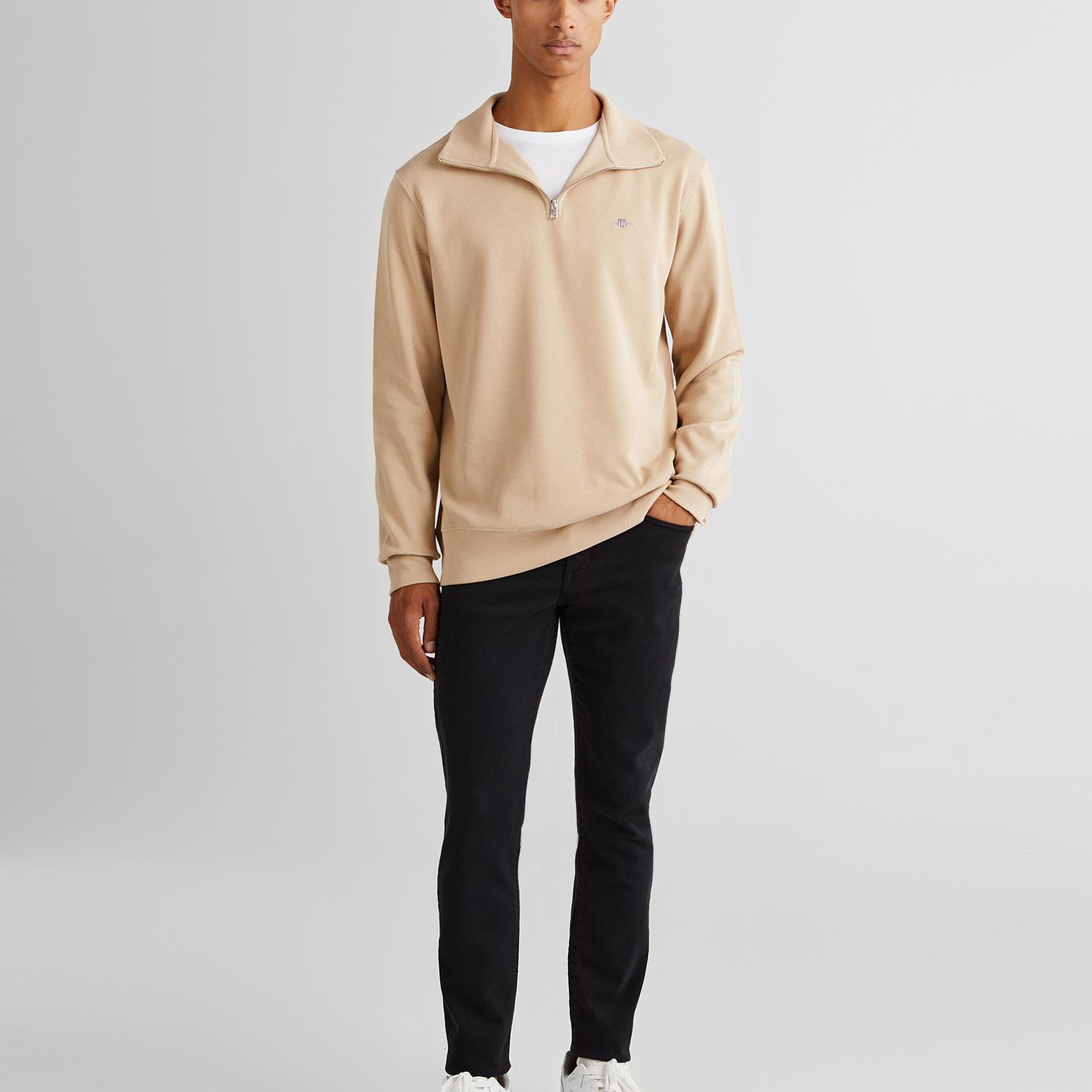 GANT Erkek Bej Regular Fit Yarım Fermuarlı Sweatshirt