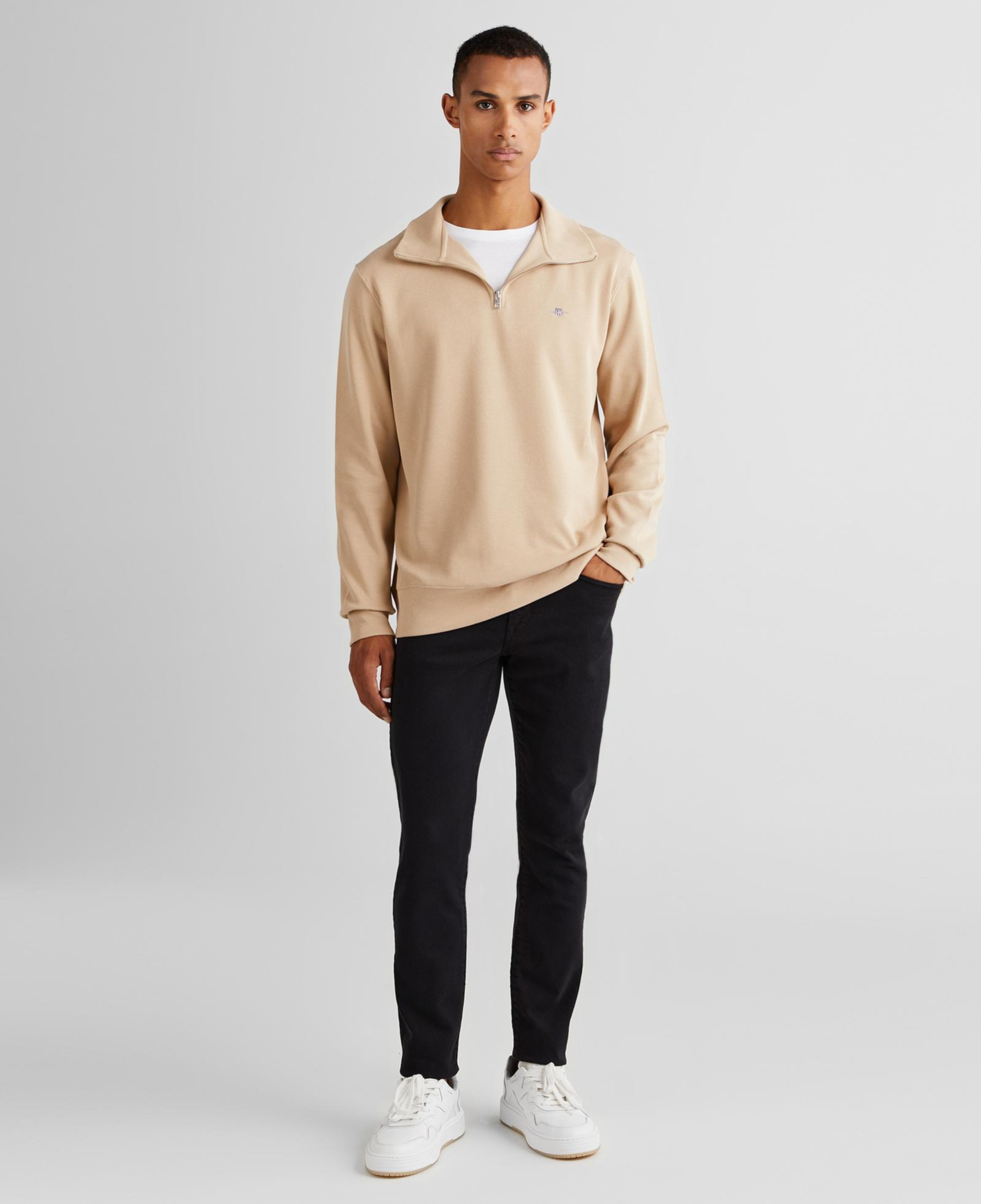 GANT Erkek Bej Regular Fit Yarım Fermuarlı Sweatshirt