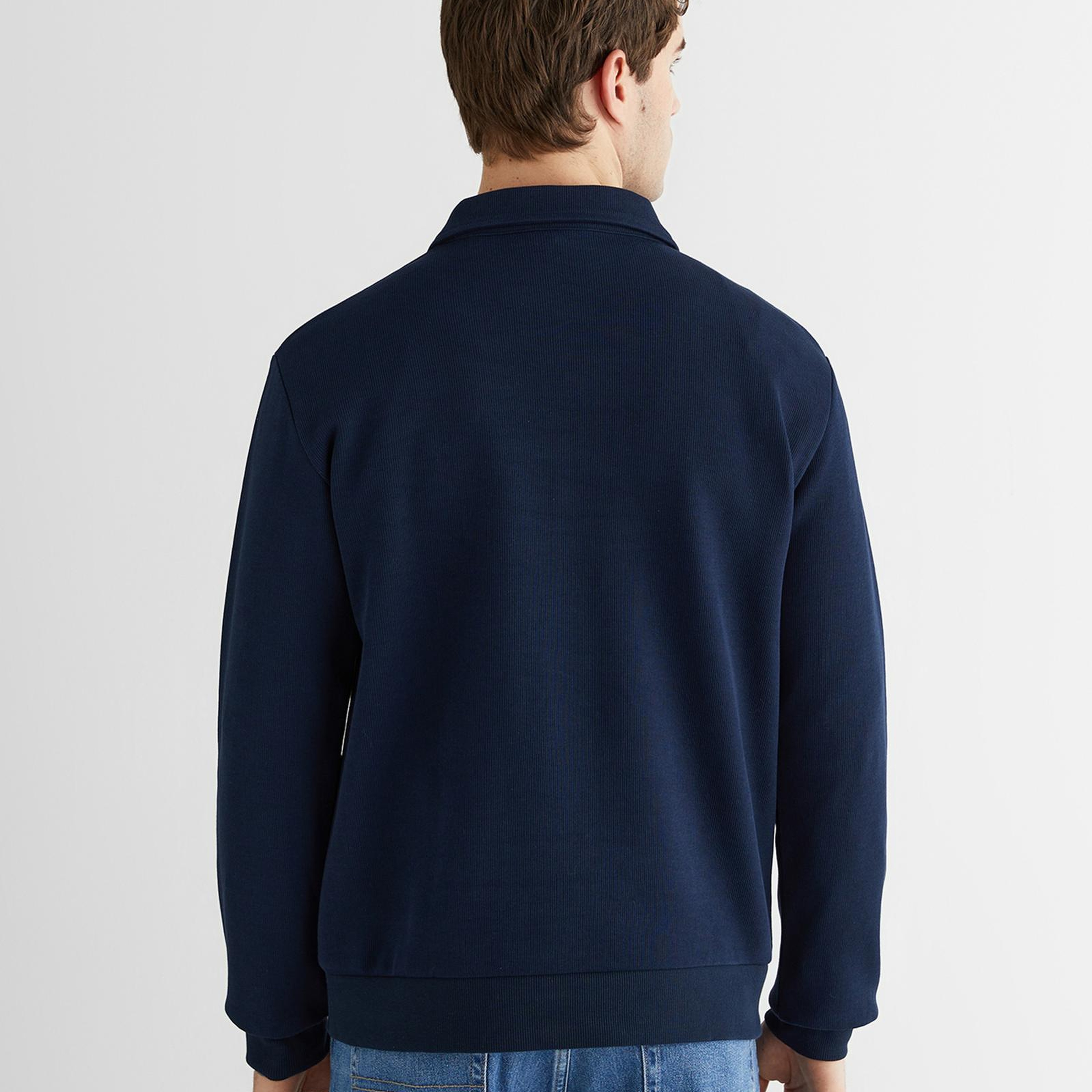GANT Erkek Mavi Regular Fit Yarım Fermuarlı Logolu Sweatshirt