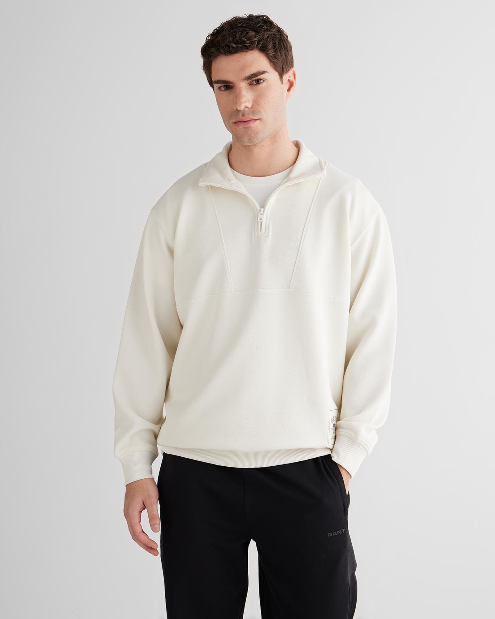 GANT Erkek Krem Relaxed Fit Sweatshirt