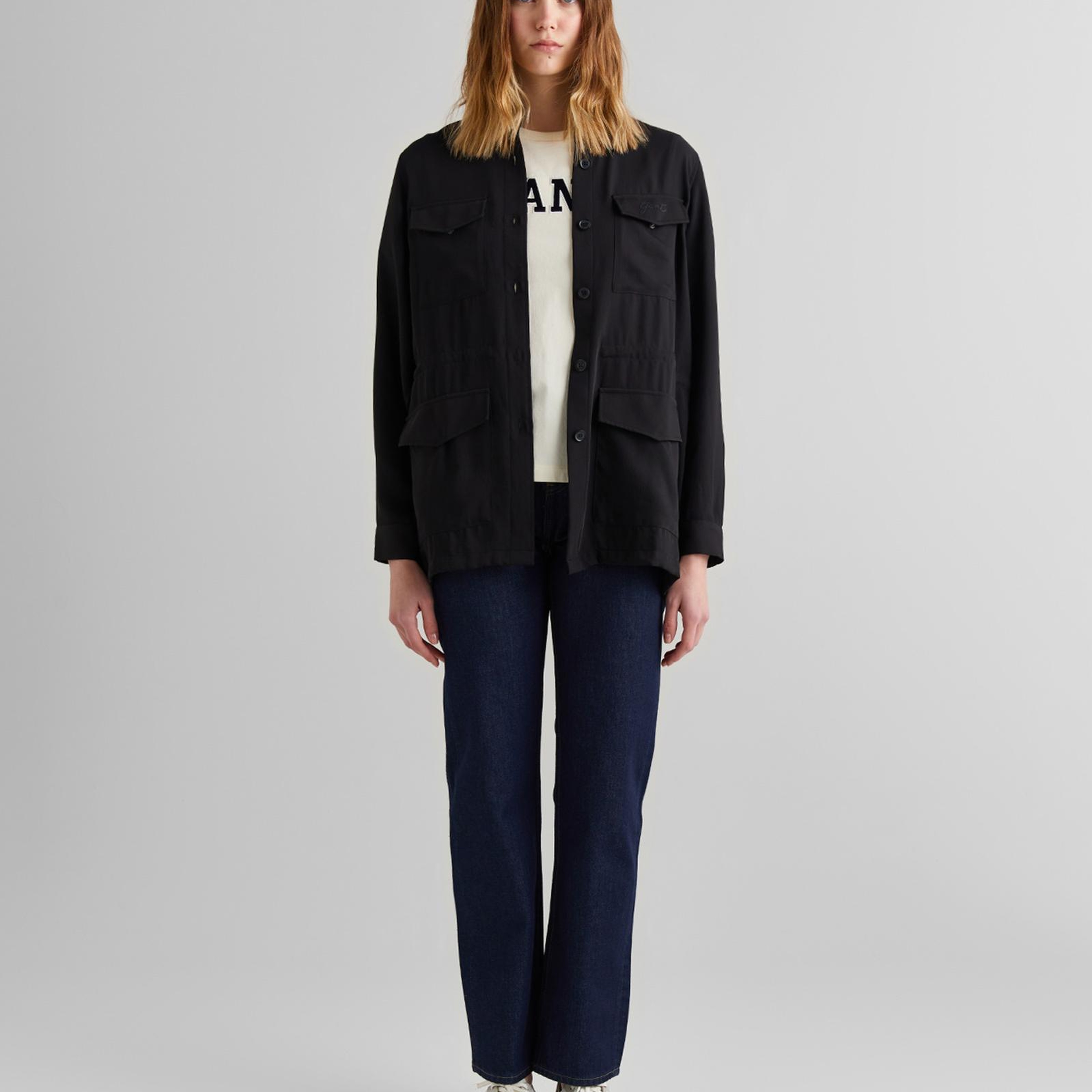 GANT Kadın Siyah Regular Fit Logolu Gömlek