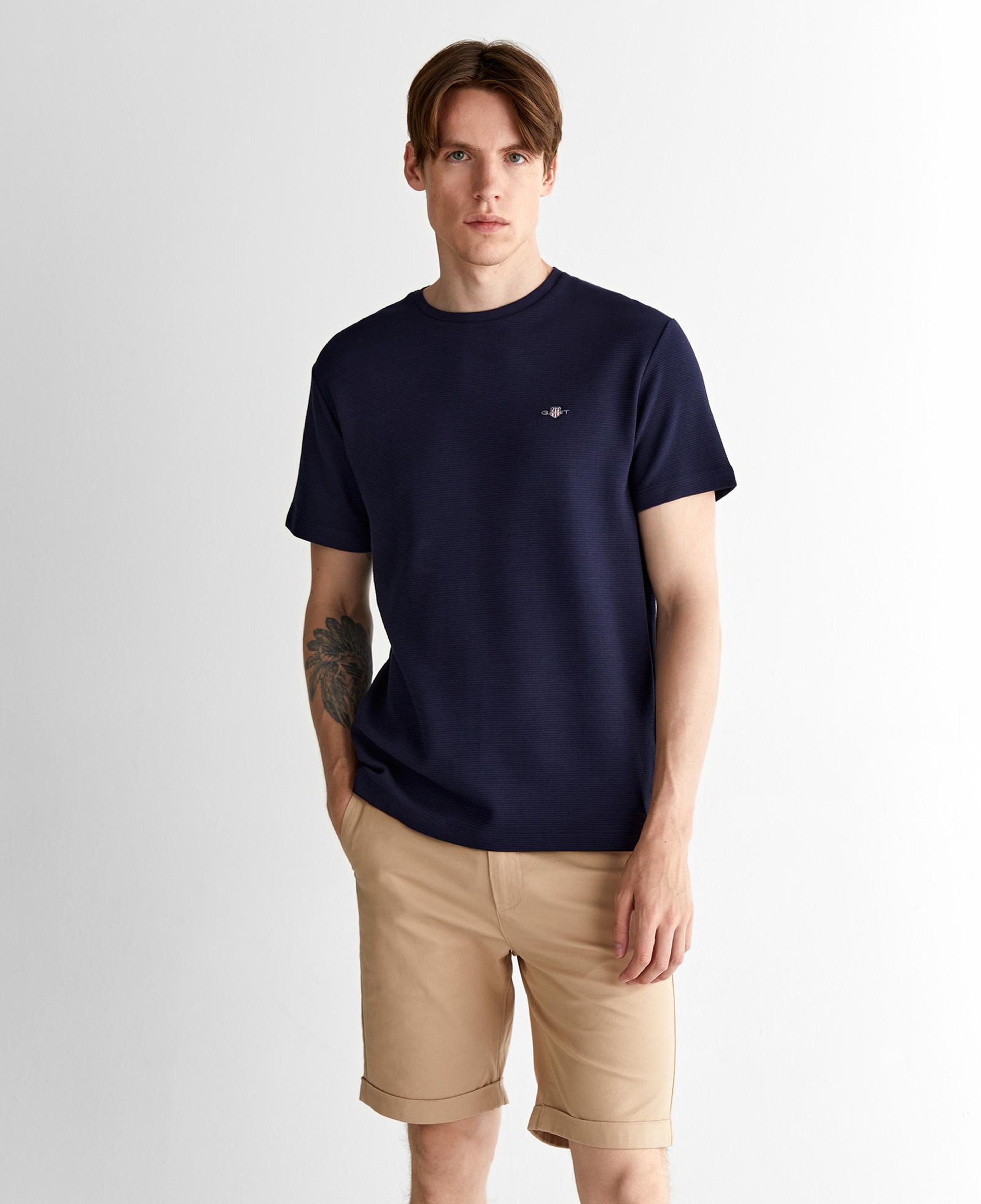 GANT Erkek Lacivert Regular Fit Bisiklet Yaka T-Shirt