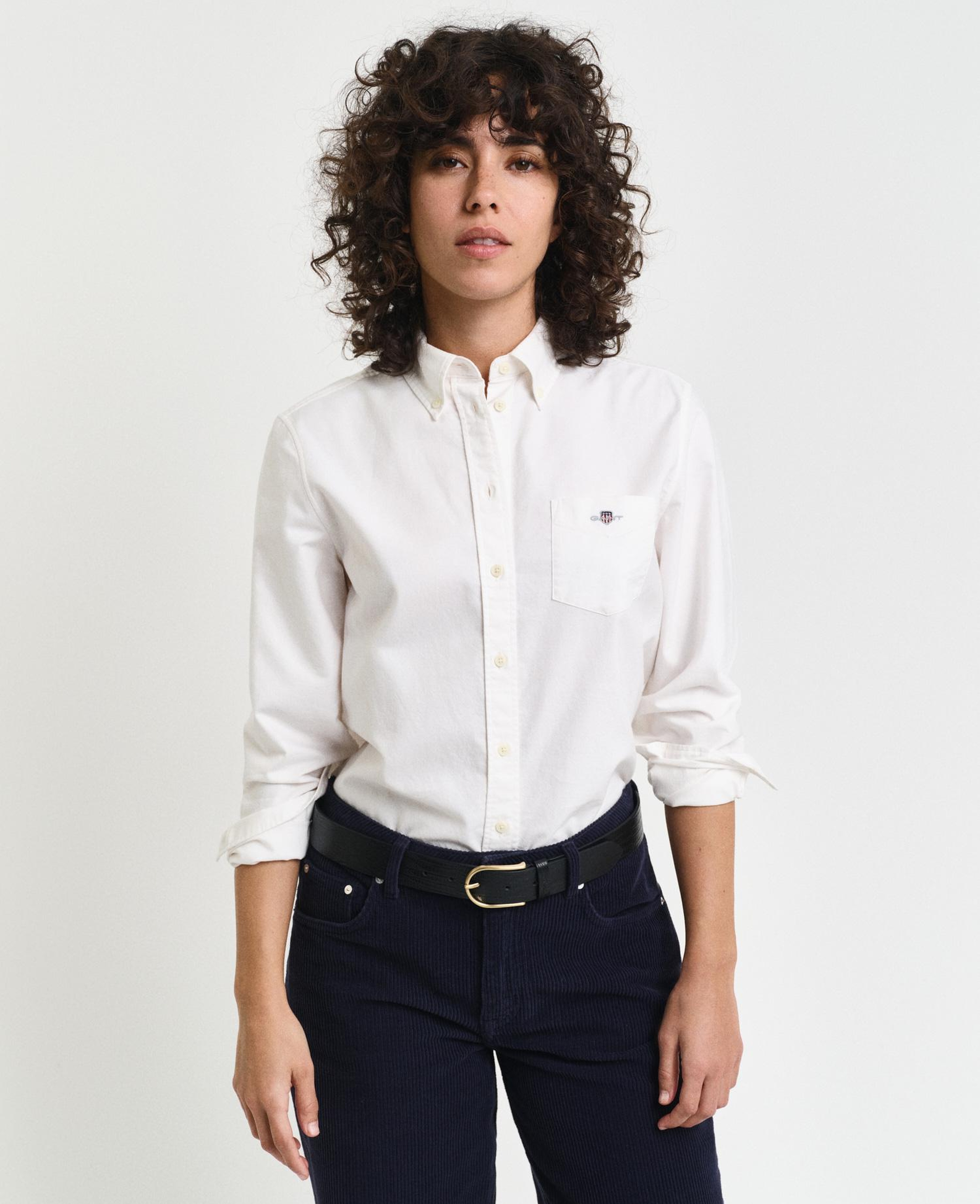 GANT Kadın Beyaz Regular Fit Düğmeli Yaka Oxford Gömlek