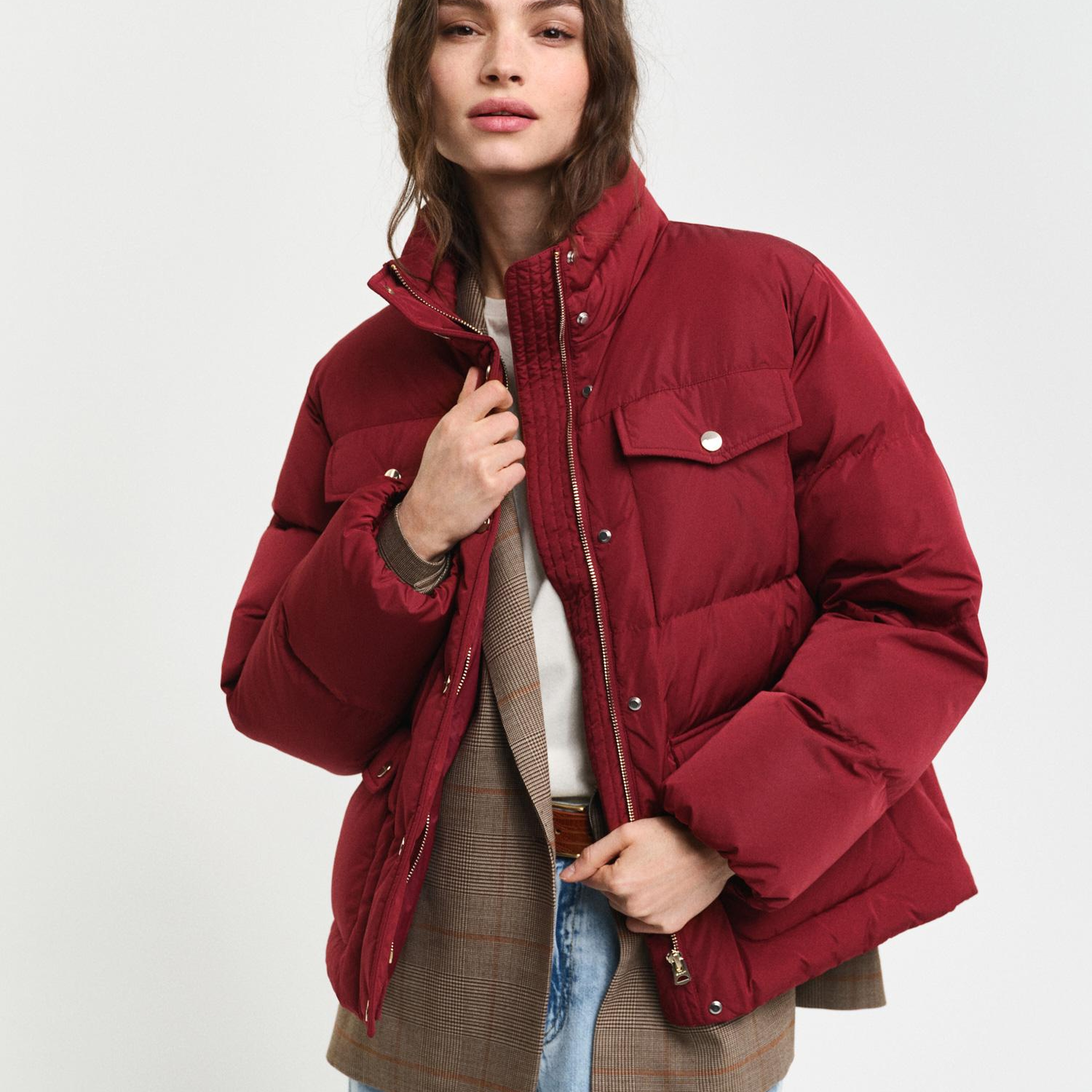 GANT Kadın Bordo Dik Yaka Mont