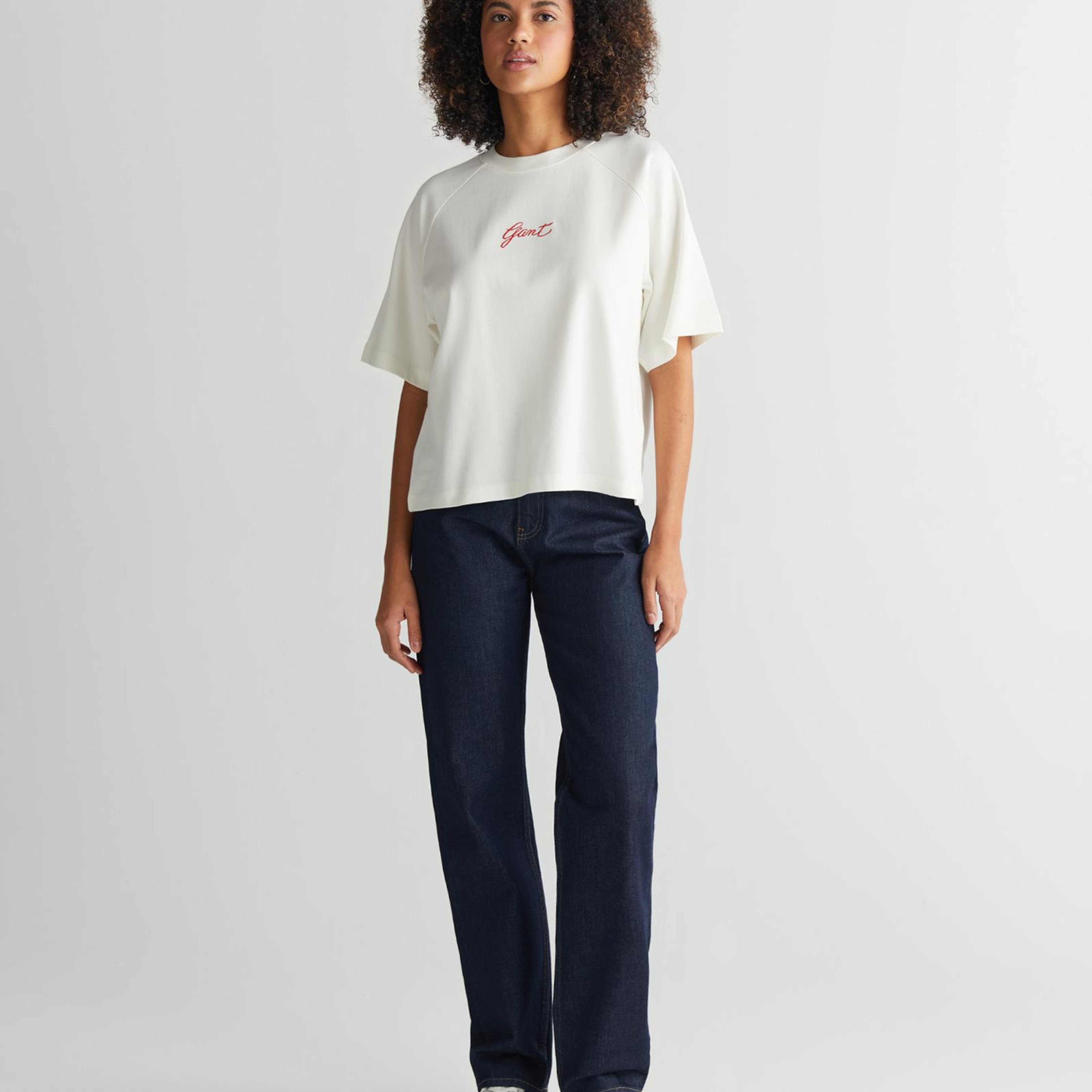 GANT Kadın Krem Bisiklet Yaka Logolu T-Shirt