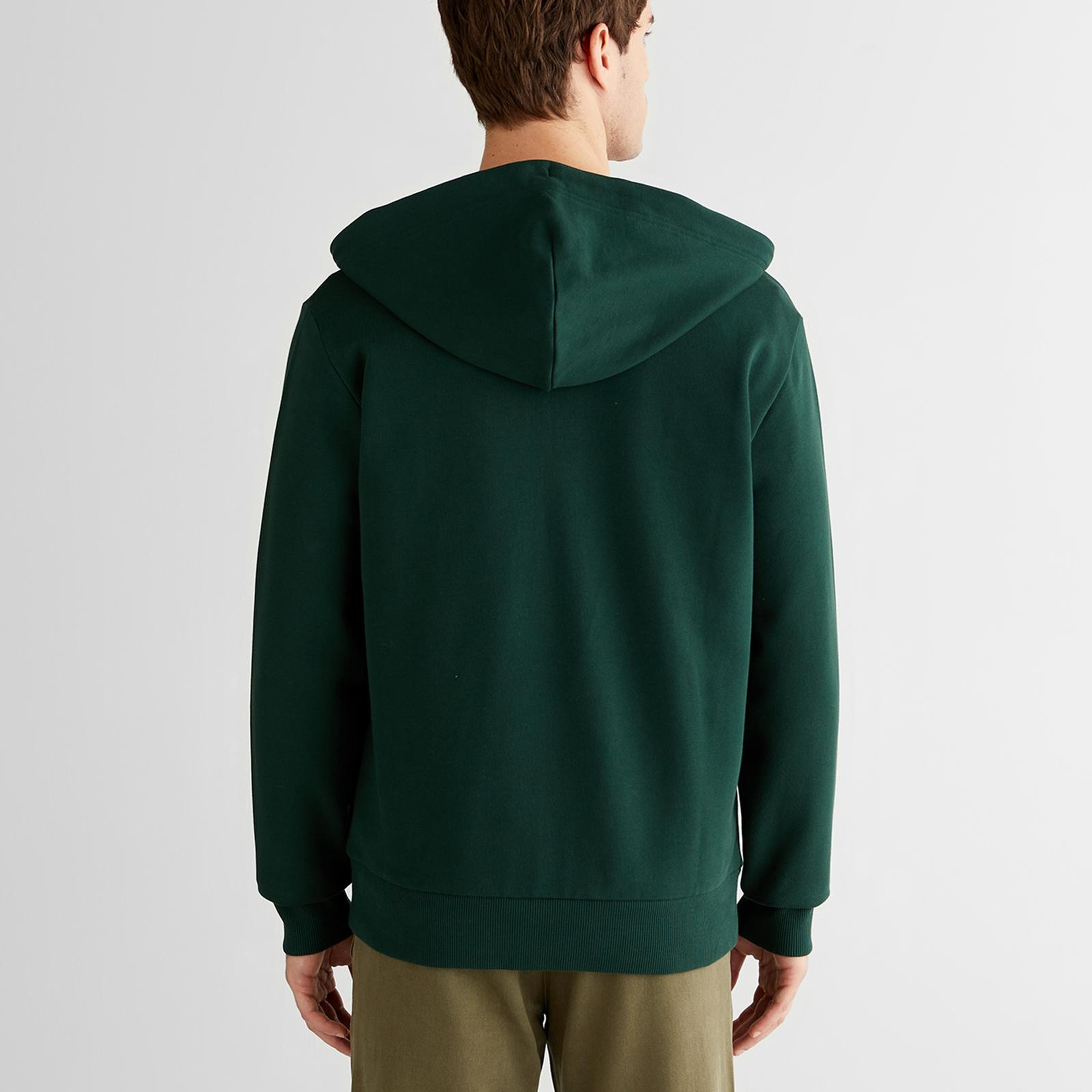 GANT Erkek Yeşil Regular Fit Kapüşonlu Fermuarlı Sweatshirt