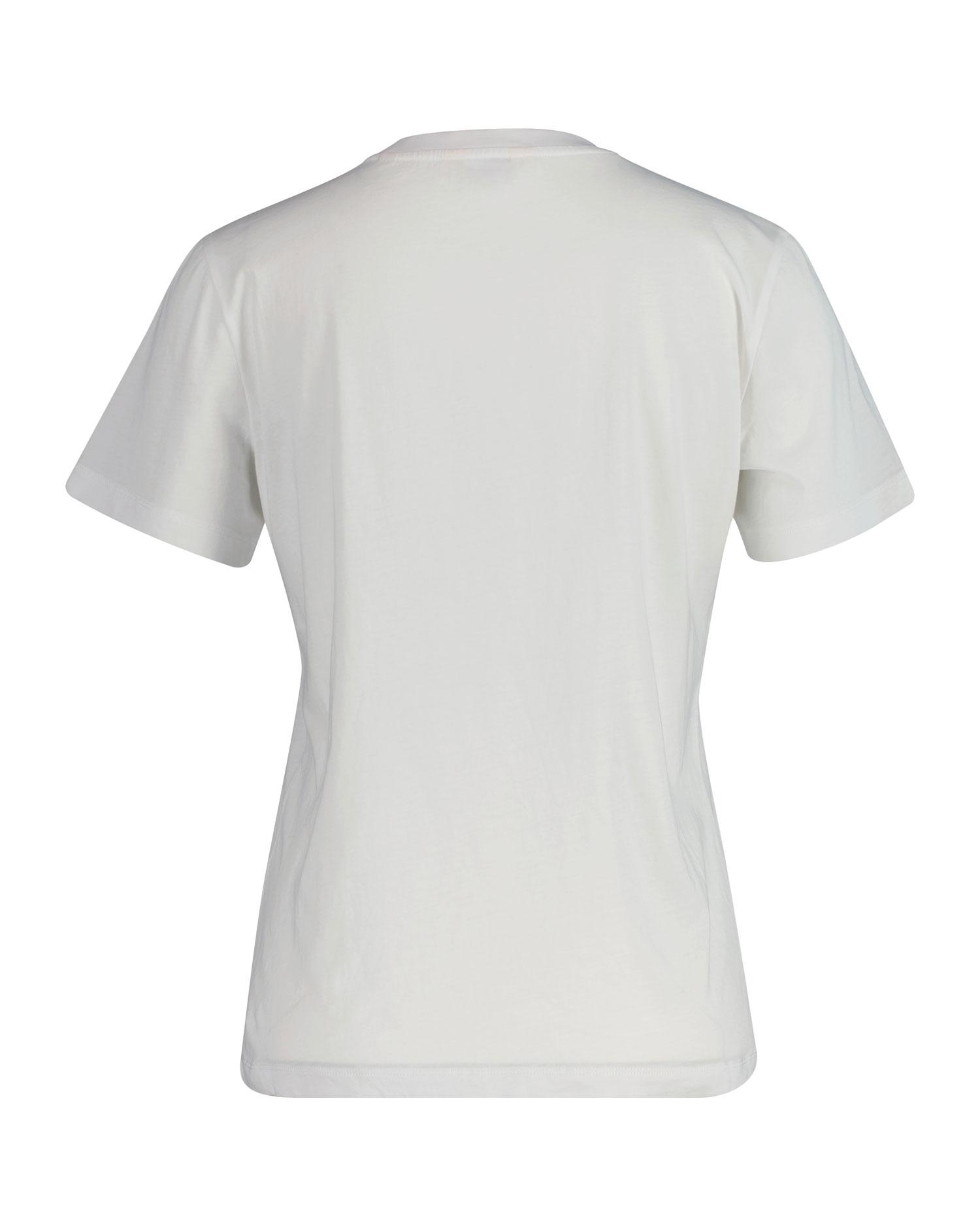 GANT Kadın Beyaz Regular Fit Bisiklet Yaka Logolu T-Shirt