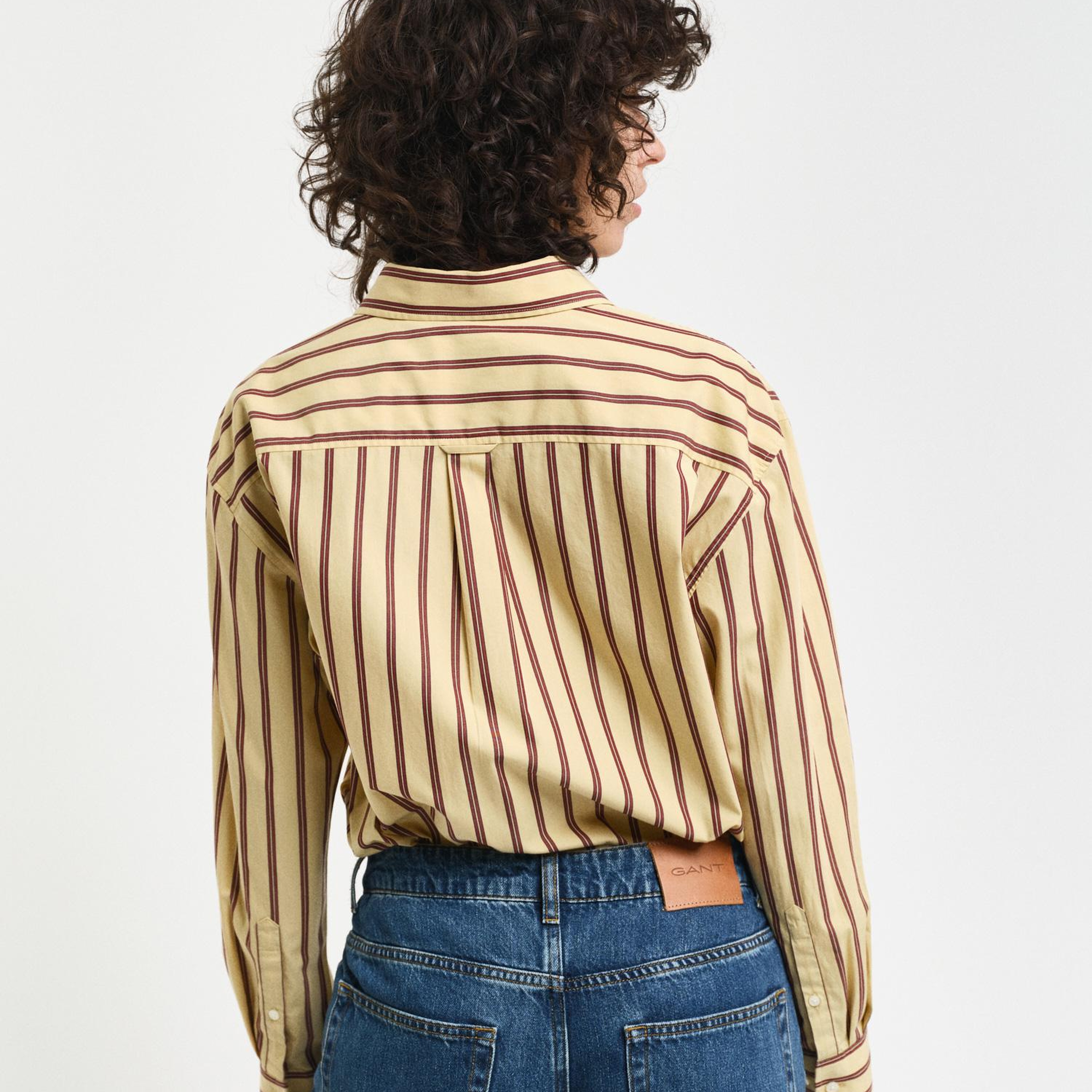 GANT Kadın Kahverengi Relaxed Fit Çizgili Gömlek