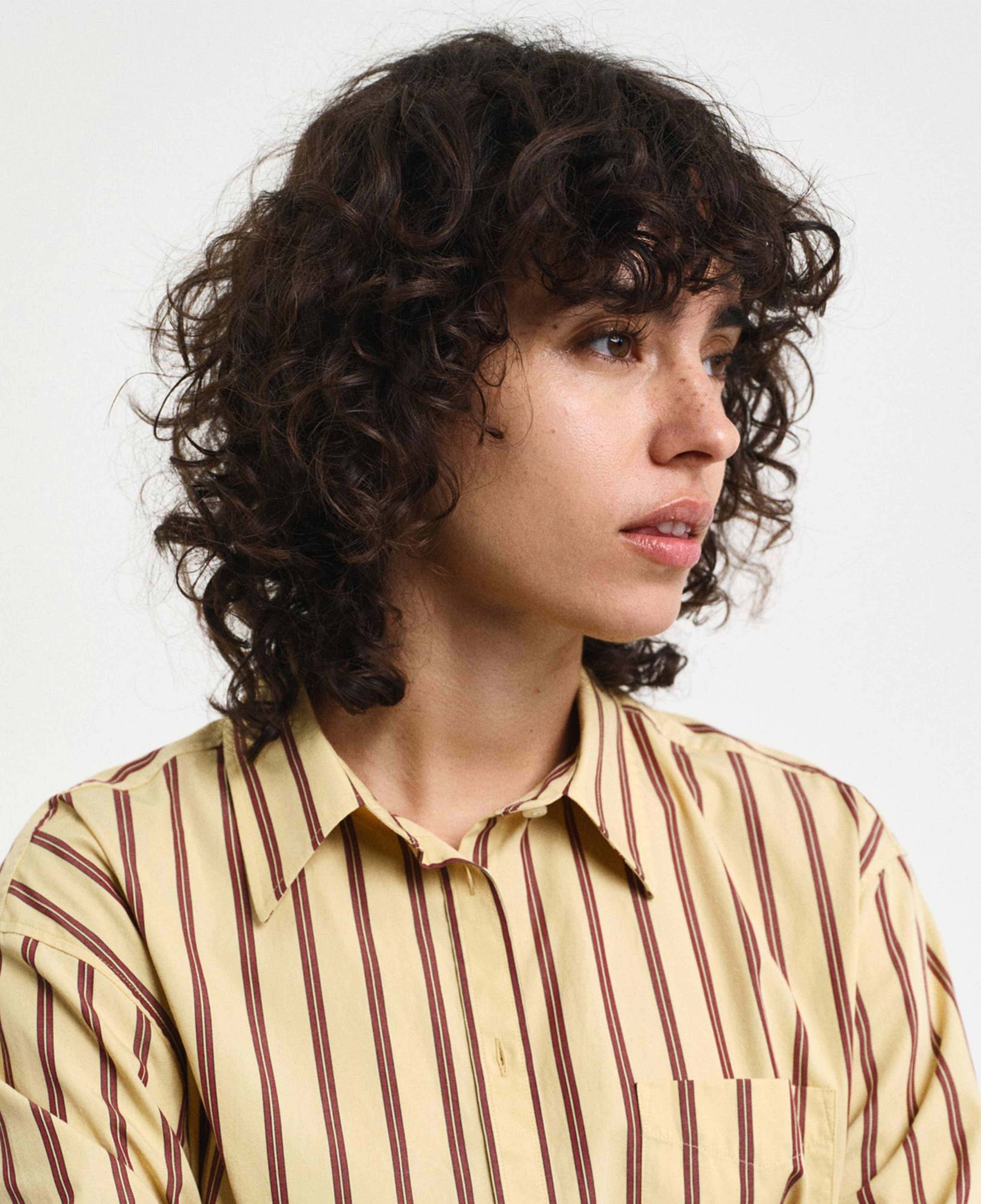 GANT Kadın Kahverengi Relaxed Fit Çizgili Gömlek