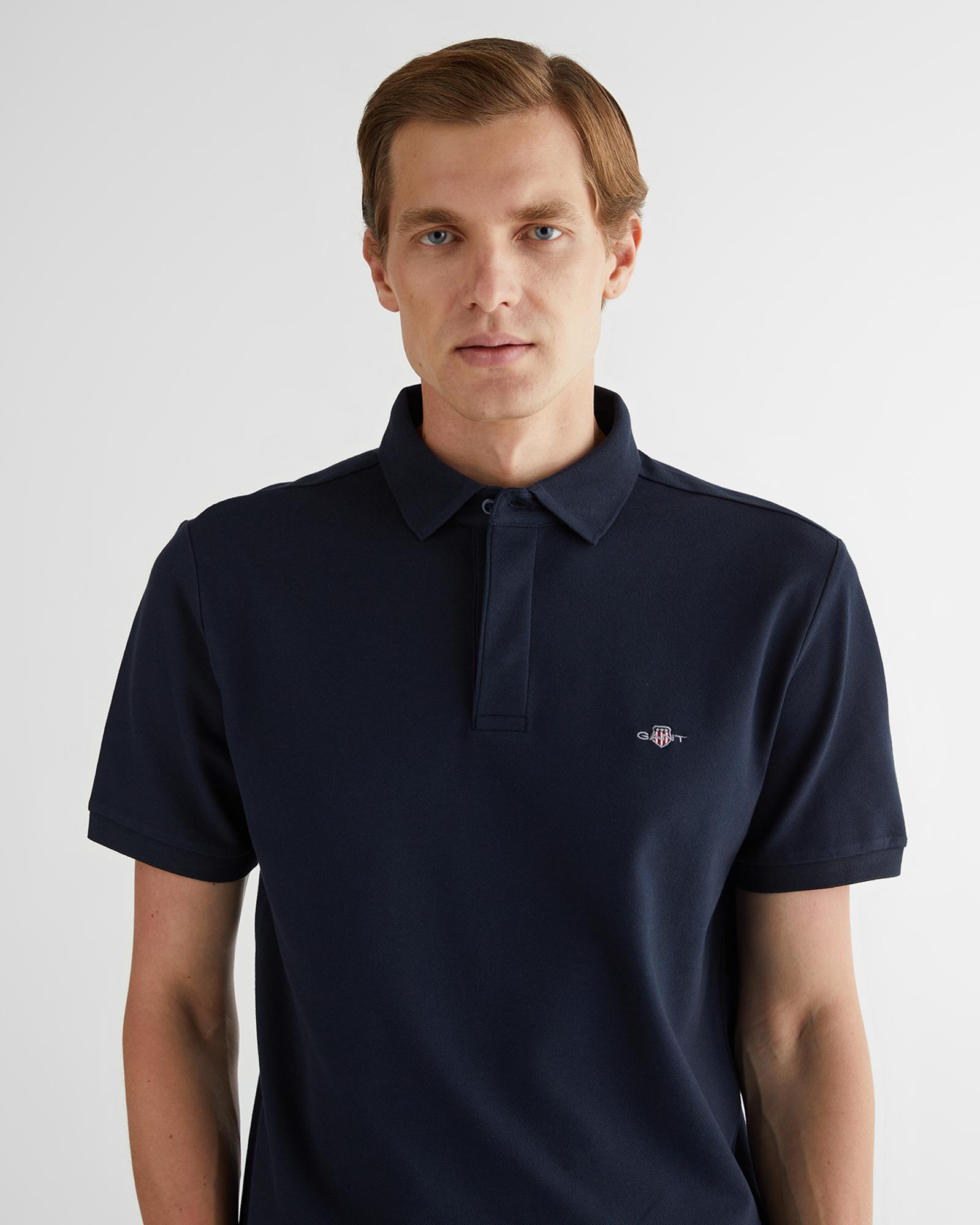 GANT Erkek Lacivert Kısa Kollu Polo