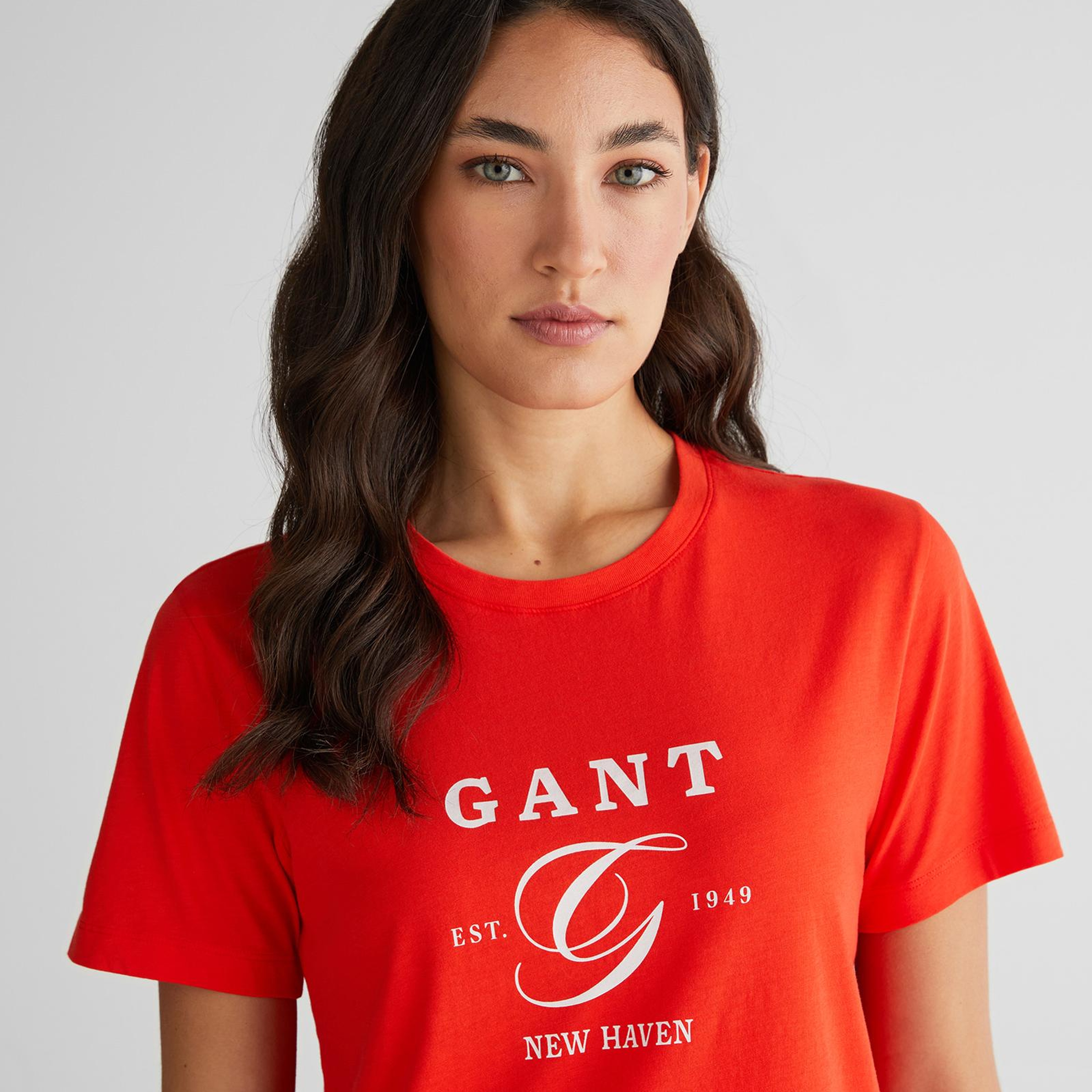 GANT Kadın Turuncu Regular Fit Bisiklet Yaka Logolu T-Shirt