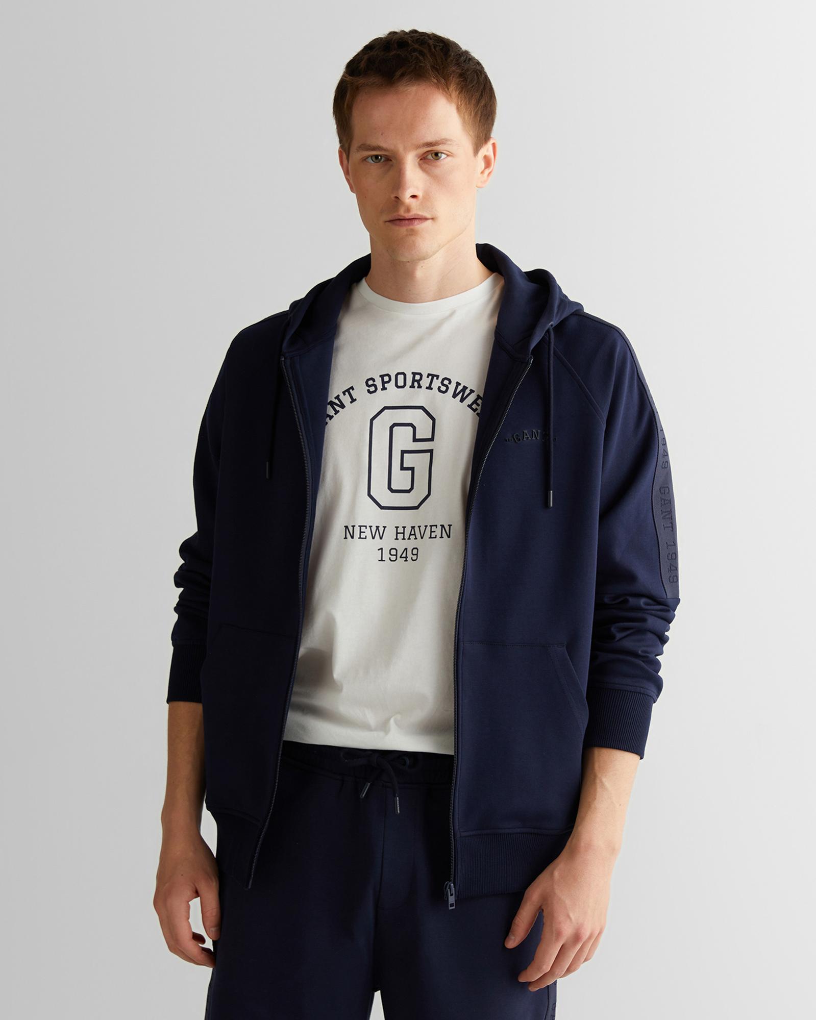 GANT Erkek Lacivert Regular Fit Kapüşonlu Sweatshirt