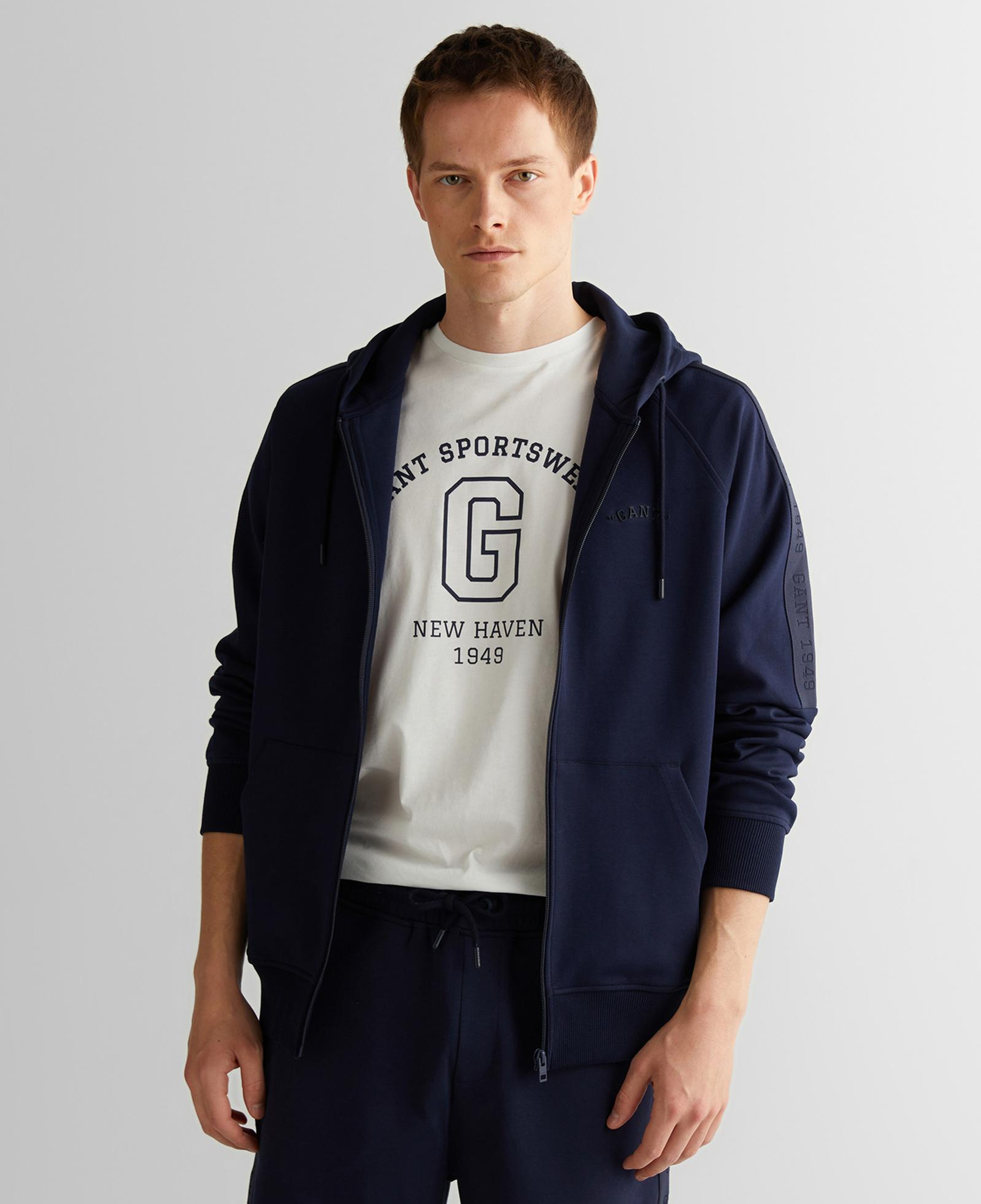 GANT Erkek Lacivert Regular Fit Kapüşonlu Sweatshirt