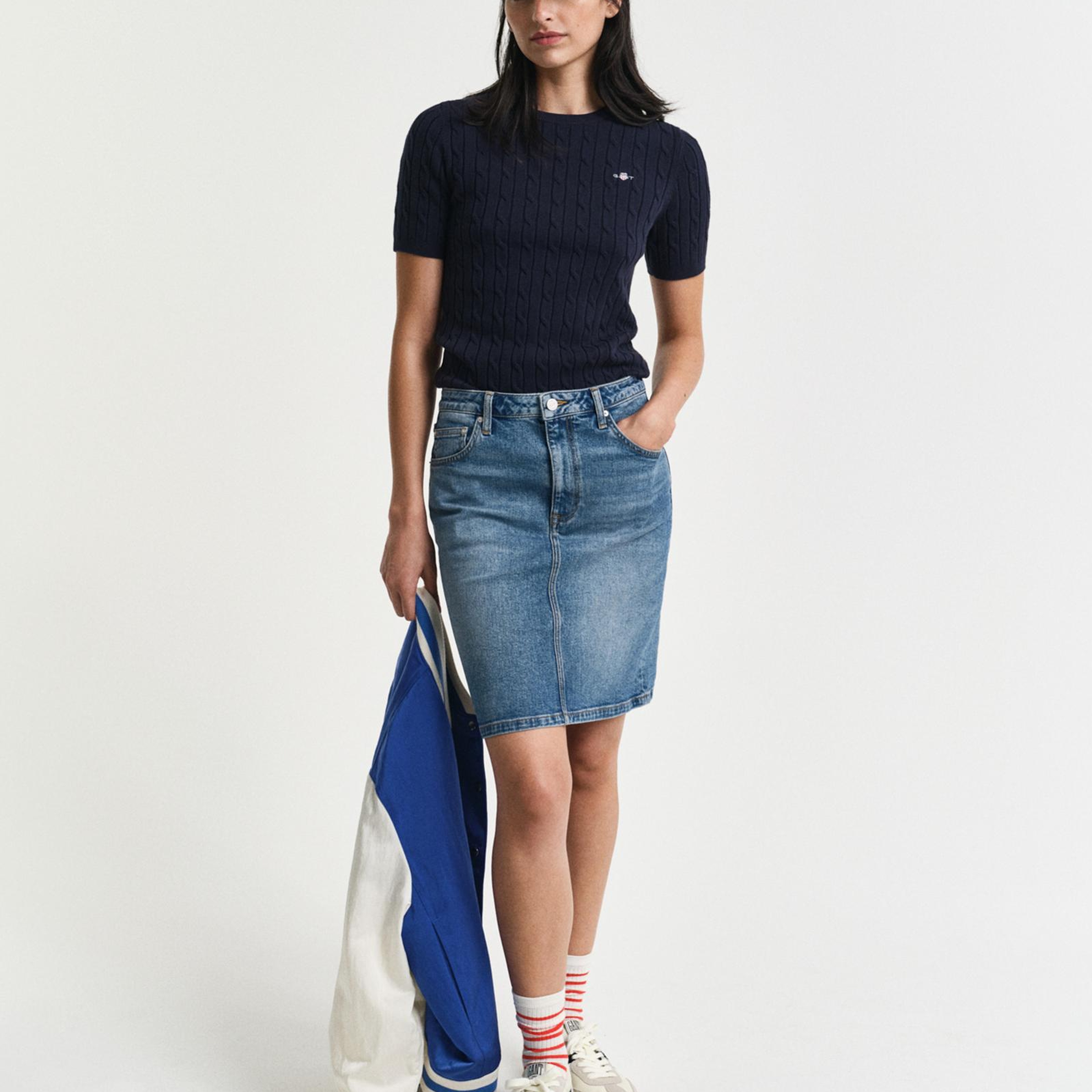 GANT Kadın Mavi Straight Fit Etek