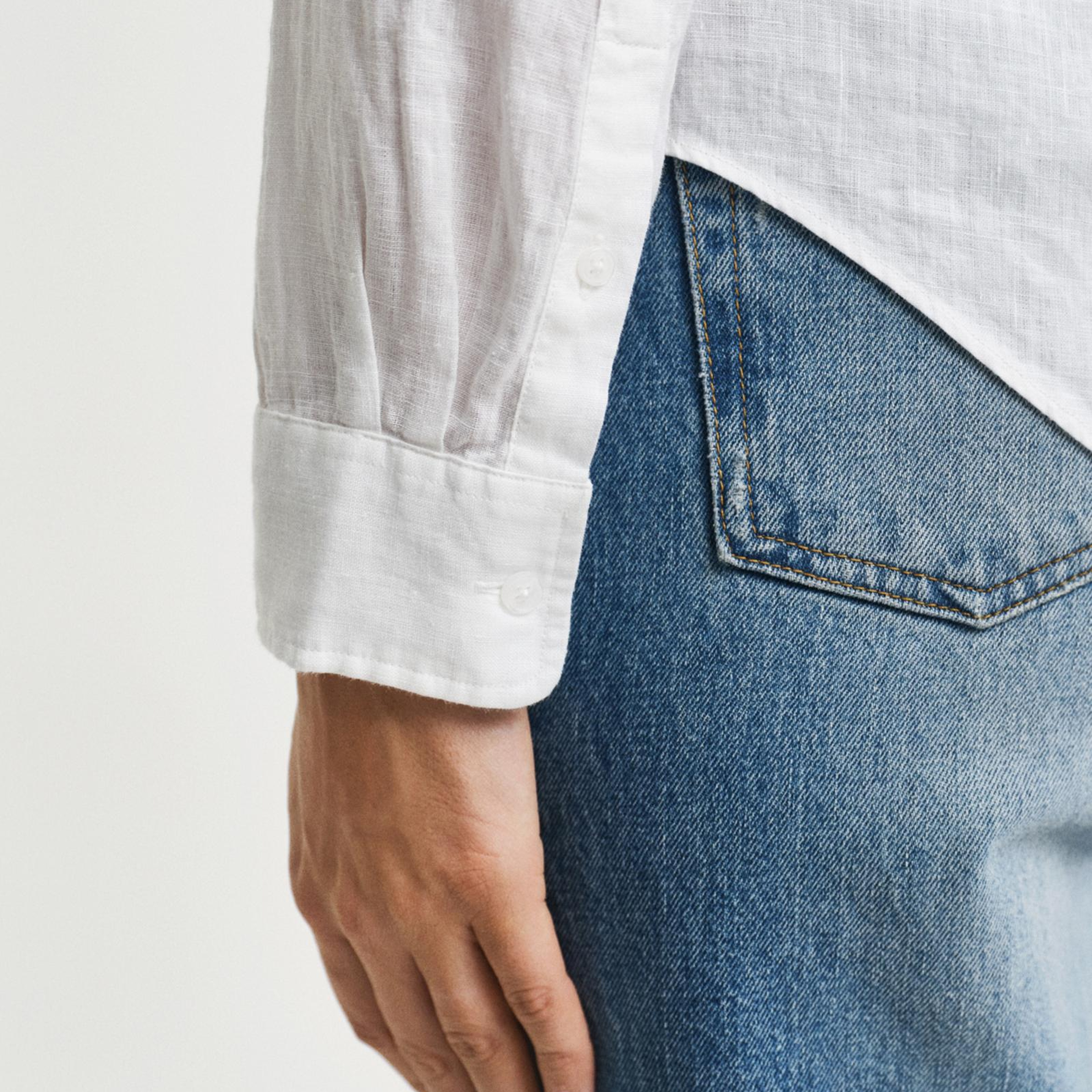 GANT Kadın Beyaz Regular Fit Klasik Yaka Gömlek