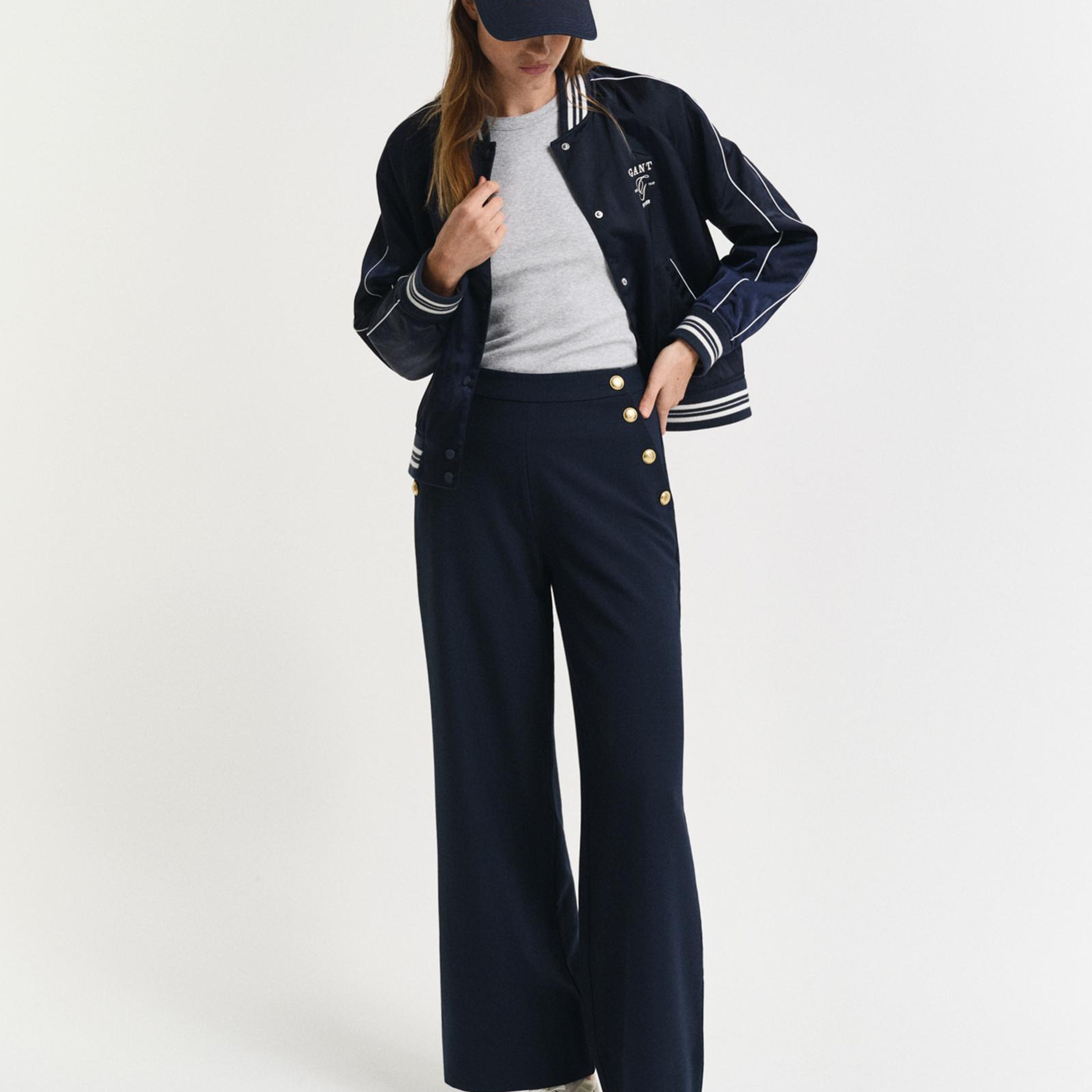 GANT Kadın Lacivert Straight Fit Pantolon