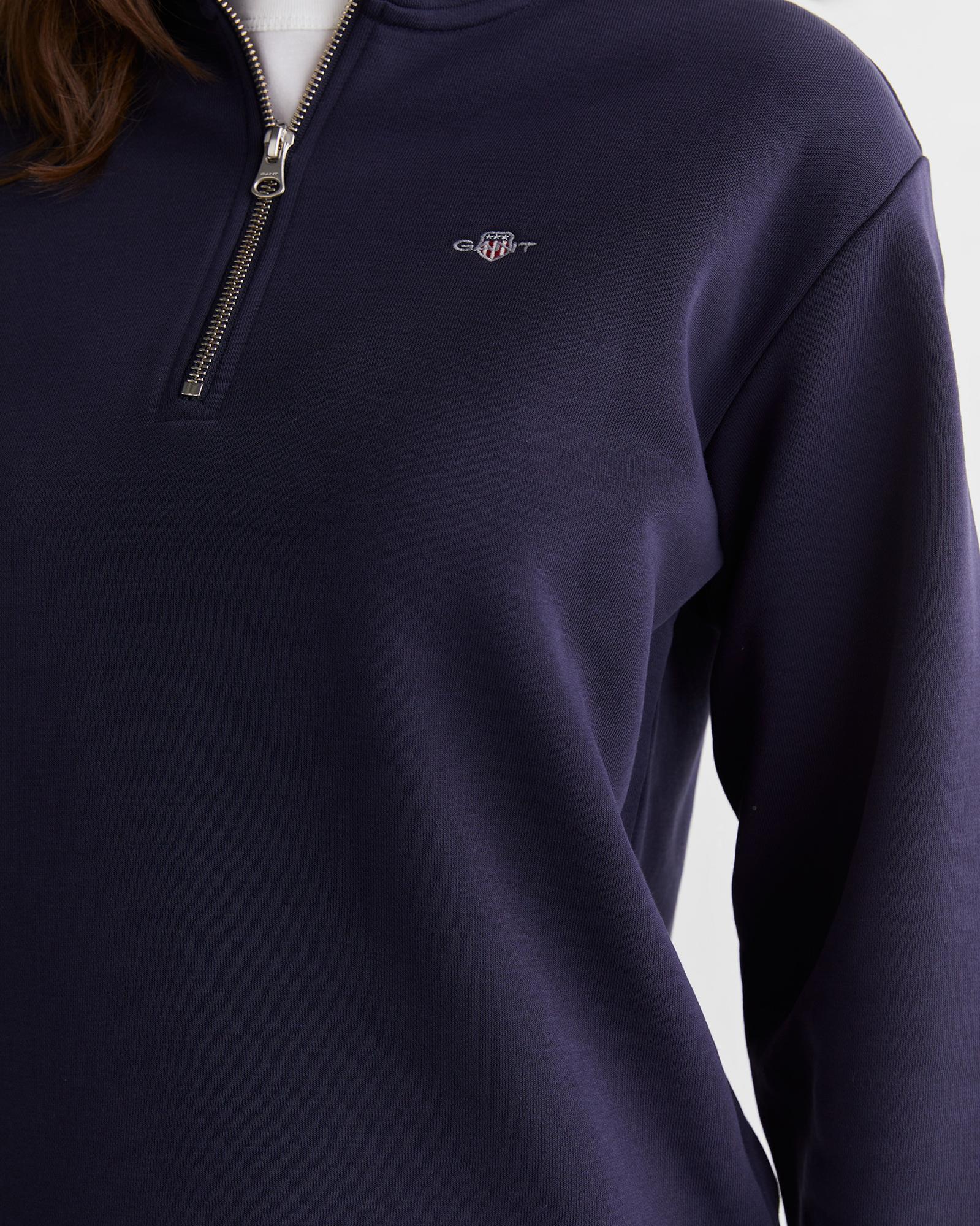 GANT Kadın Lacivert Relaxed Fit Yarım Fermuarlı Sweatshirt
