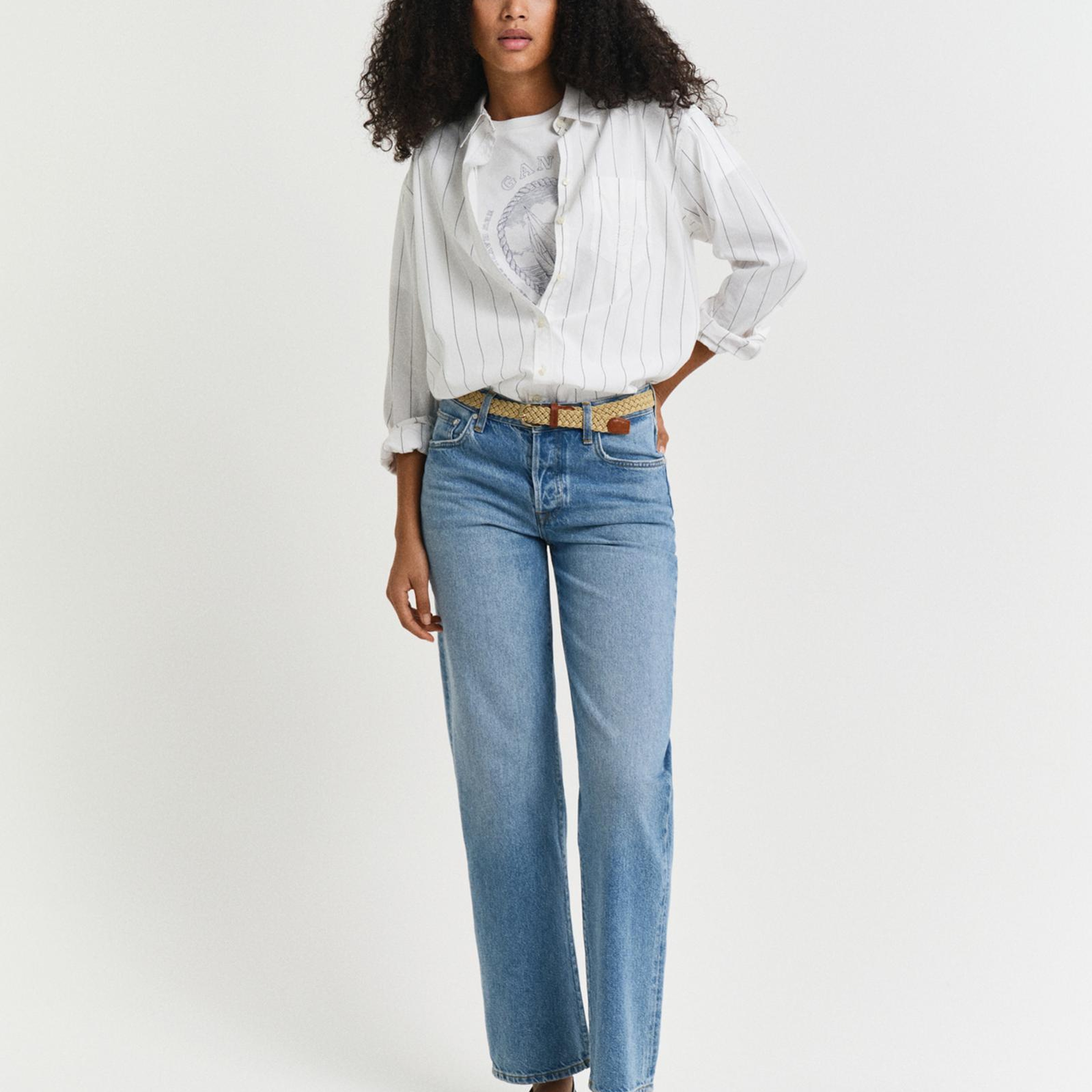 GANT Kadın Mavi Straight Fit Pantolon