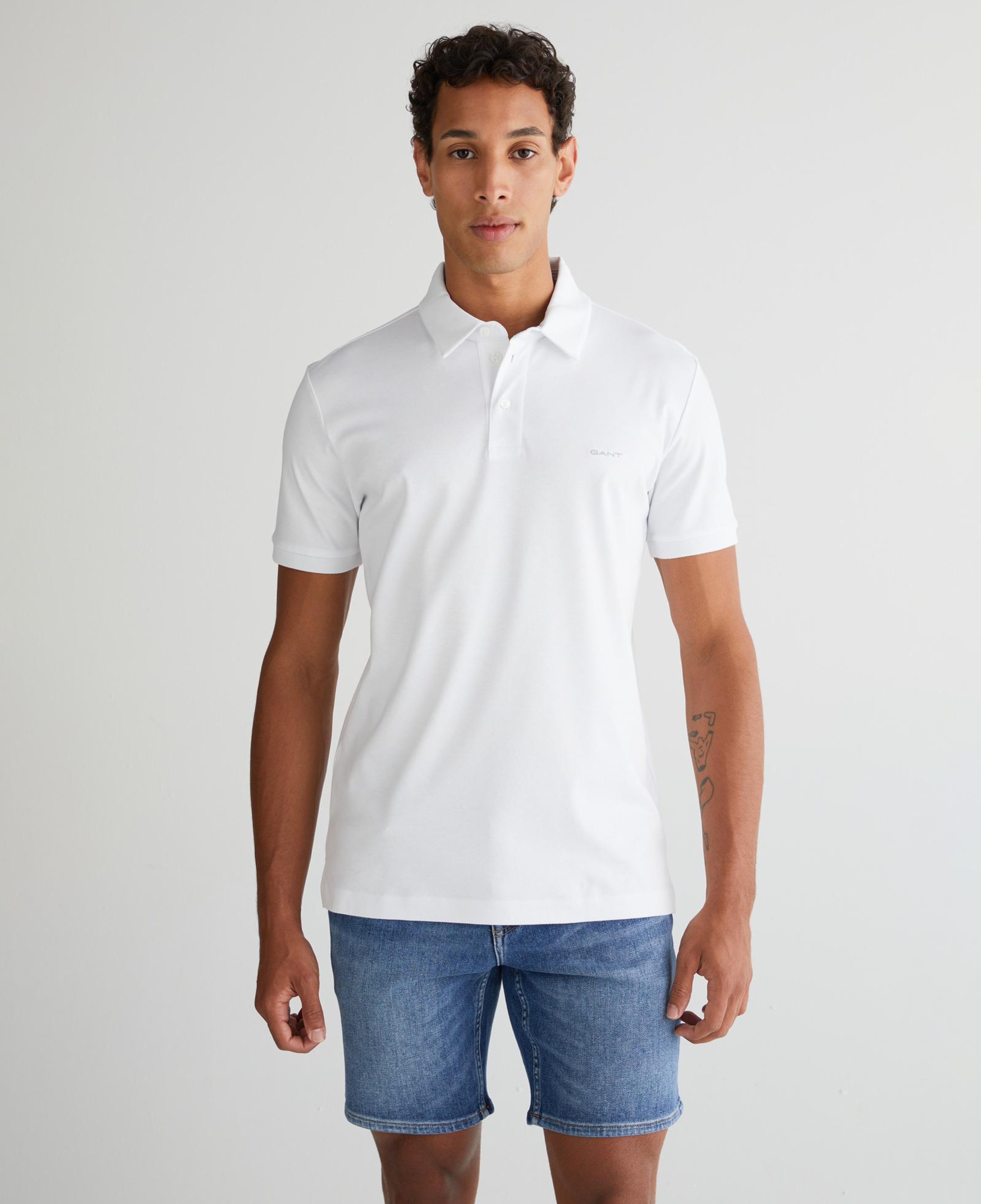 GANT Erkek Beyaz Slim Fit Polo