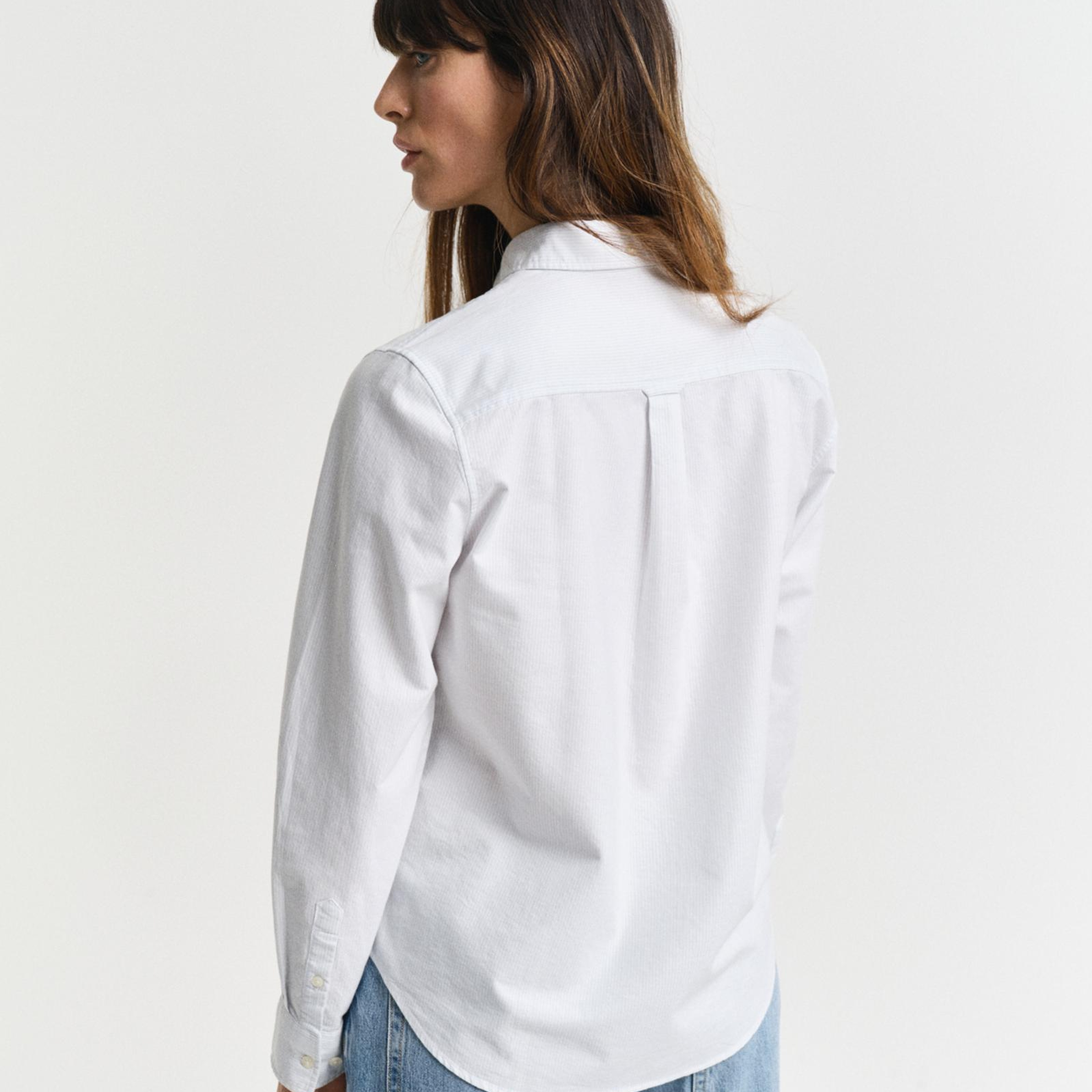 GANT Kadın Mavi Regular Fit Düğmeli Yaka Çizgili Gömlek