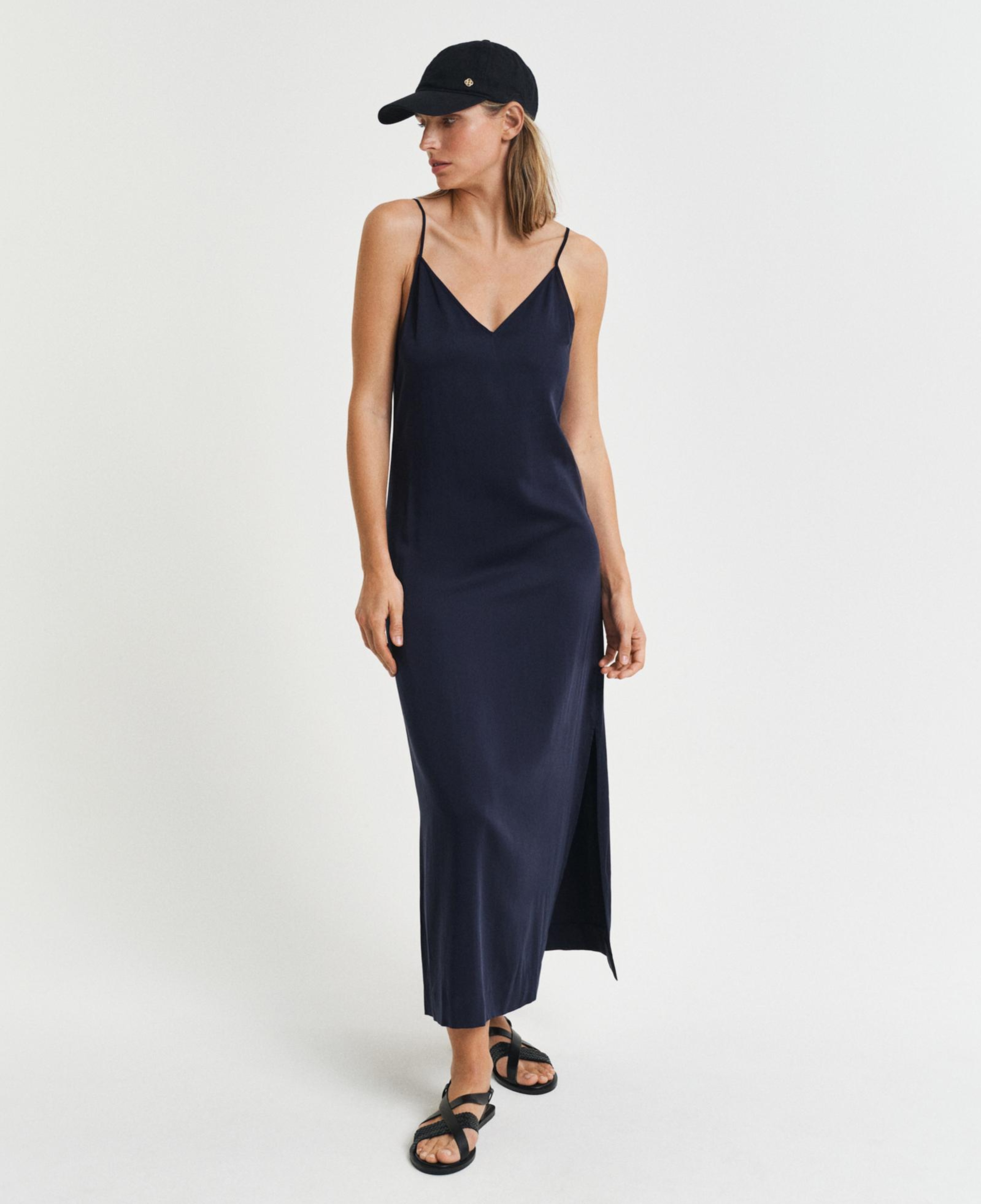 GANT Kadın Lacivert Regular Fit V Yaka Elbise