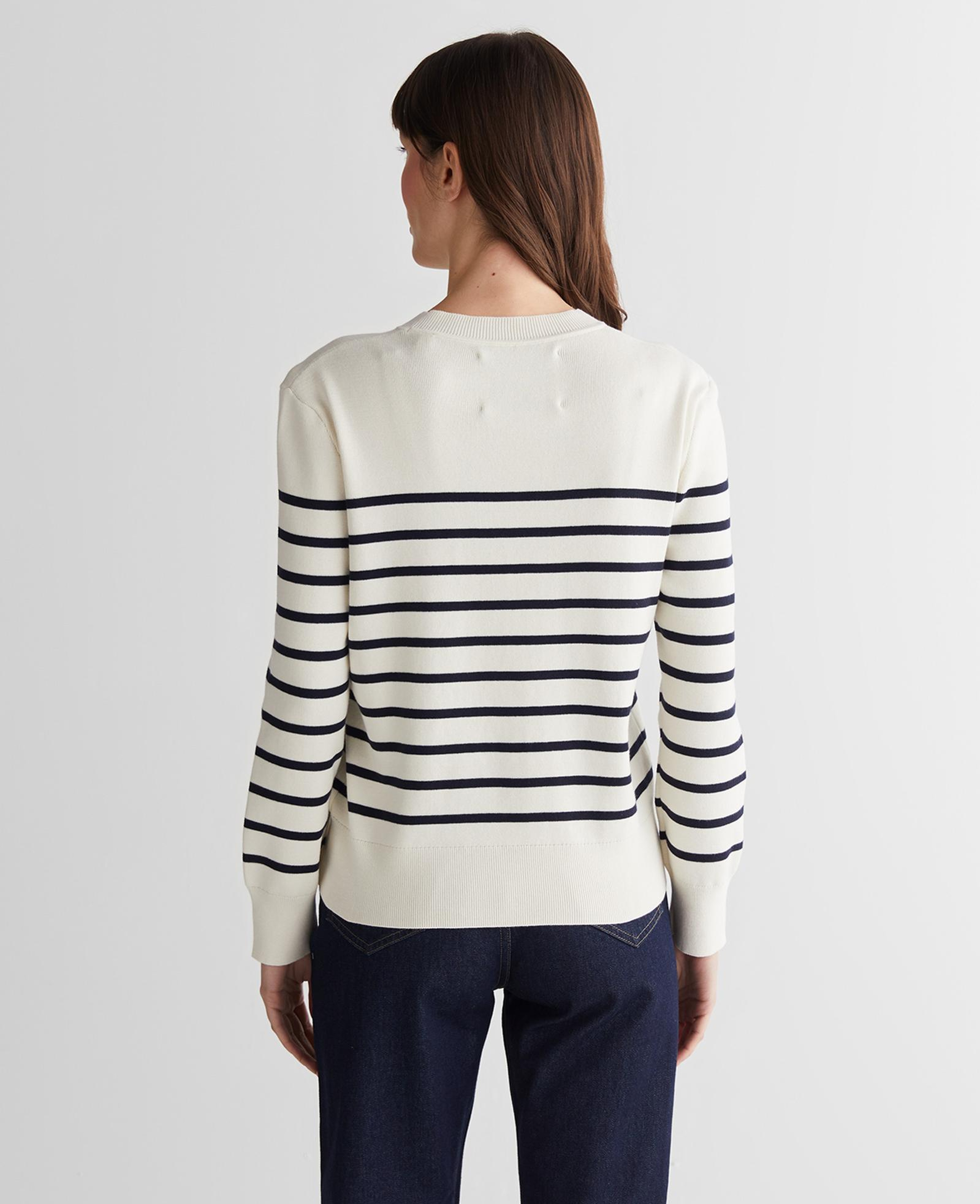 GANT Kadın Krem Regular Fit Bisiklet Yaka Çizgili Kazak