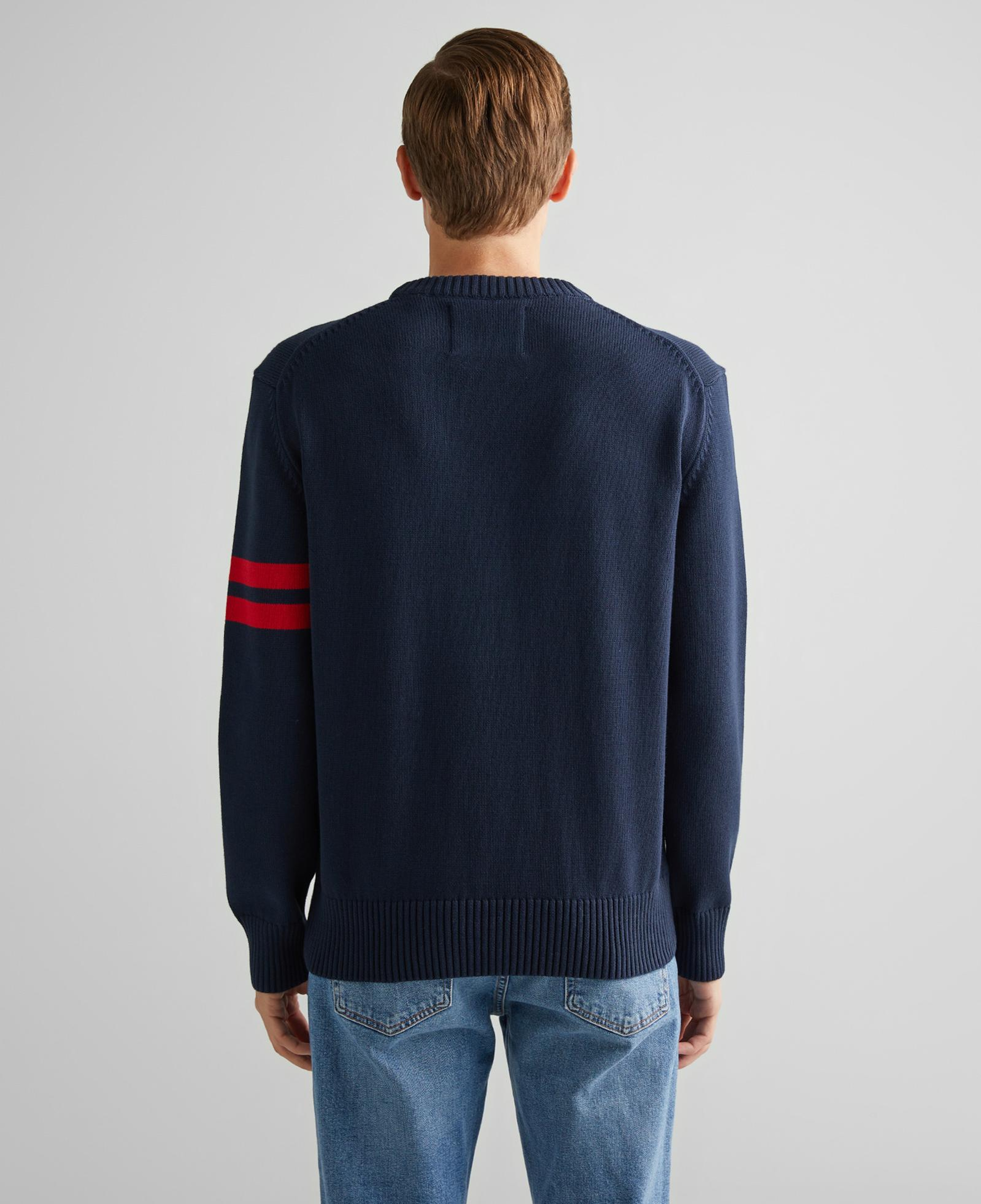 GANT Erkek Lacivert Relaxed Fit Bisiklet Yaka Logolu Kazak