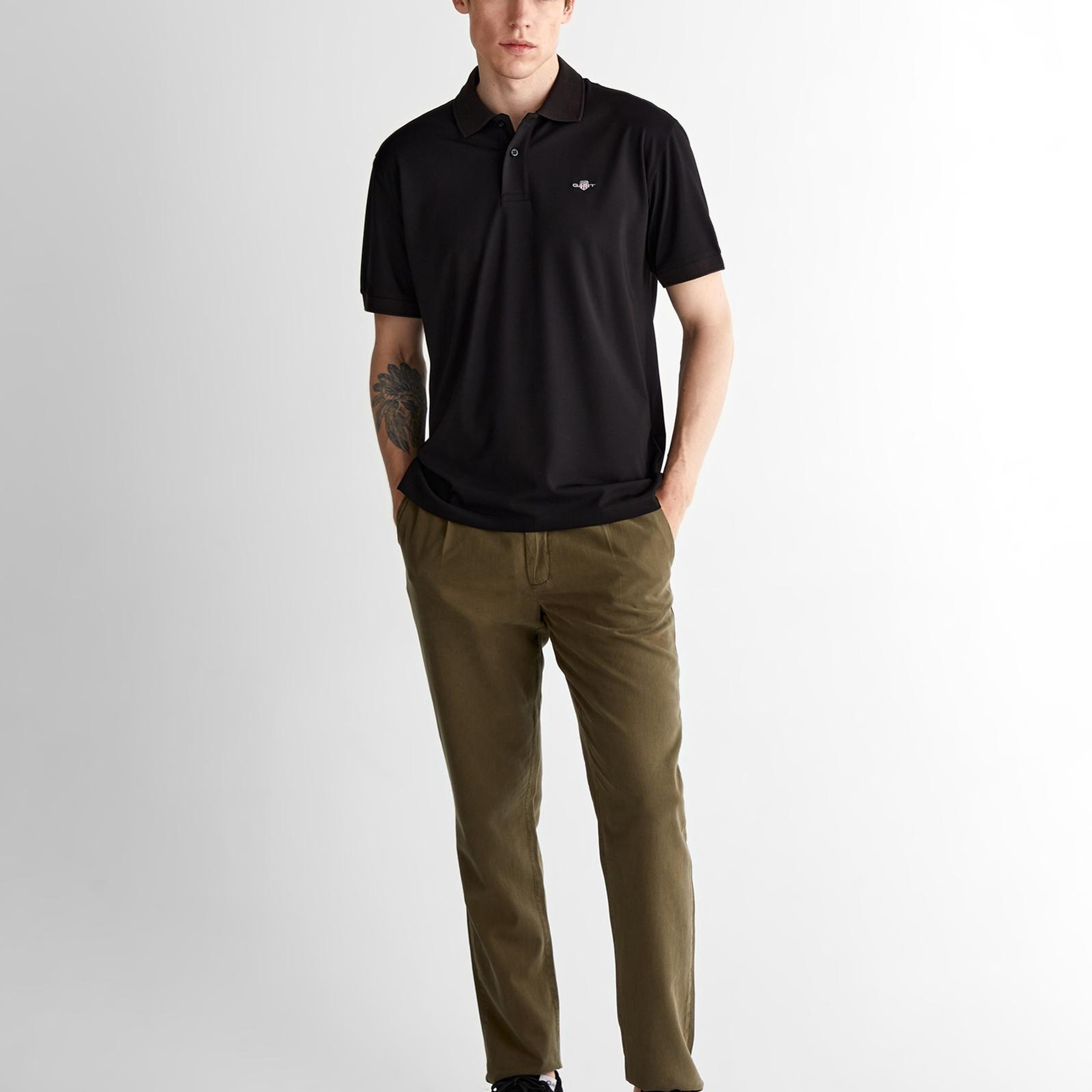 GANT Erkek Siyah Relaxed Fit Polo