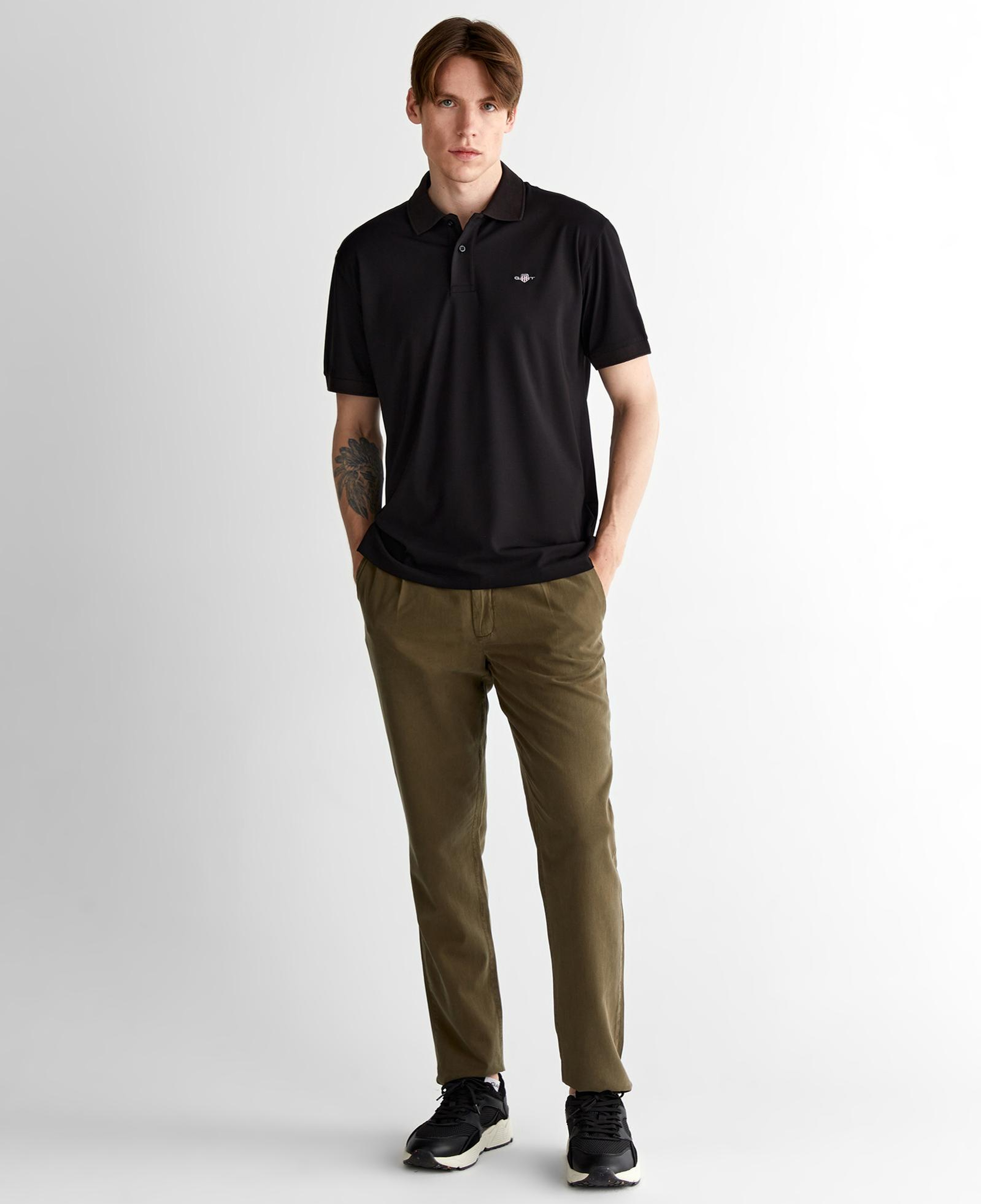 GANT Erkek Siyah Relaxed Fit Polo