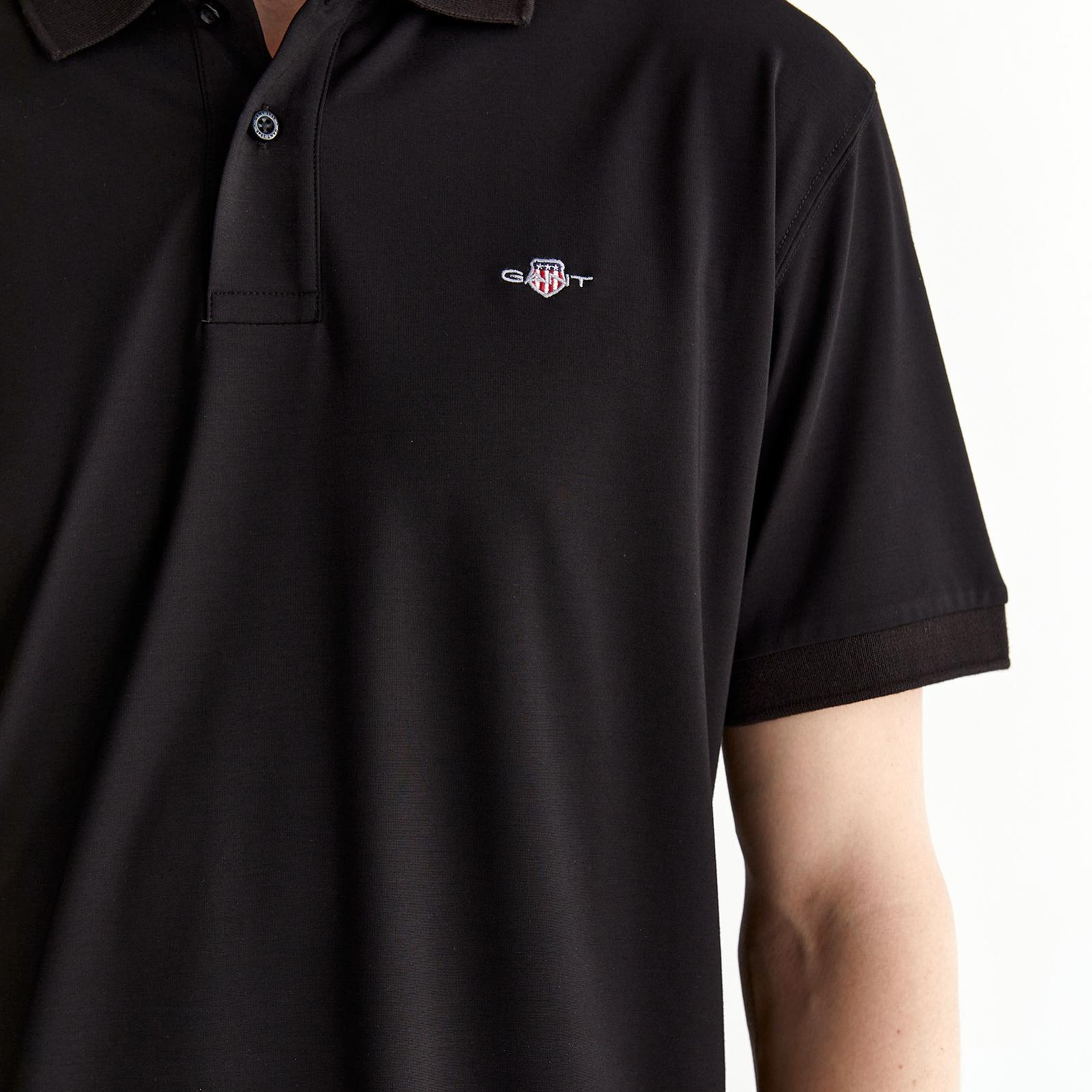 GANT Erkek Siyah Relaxed Fit Polo