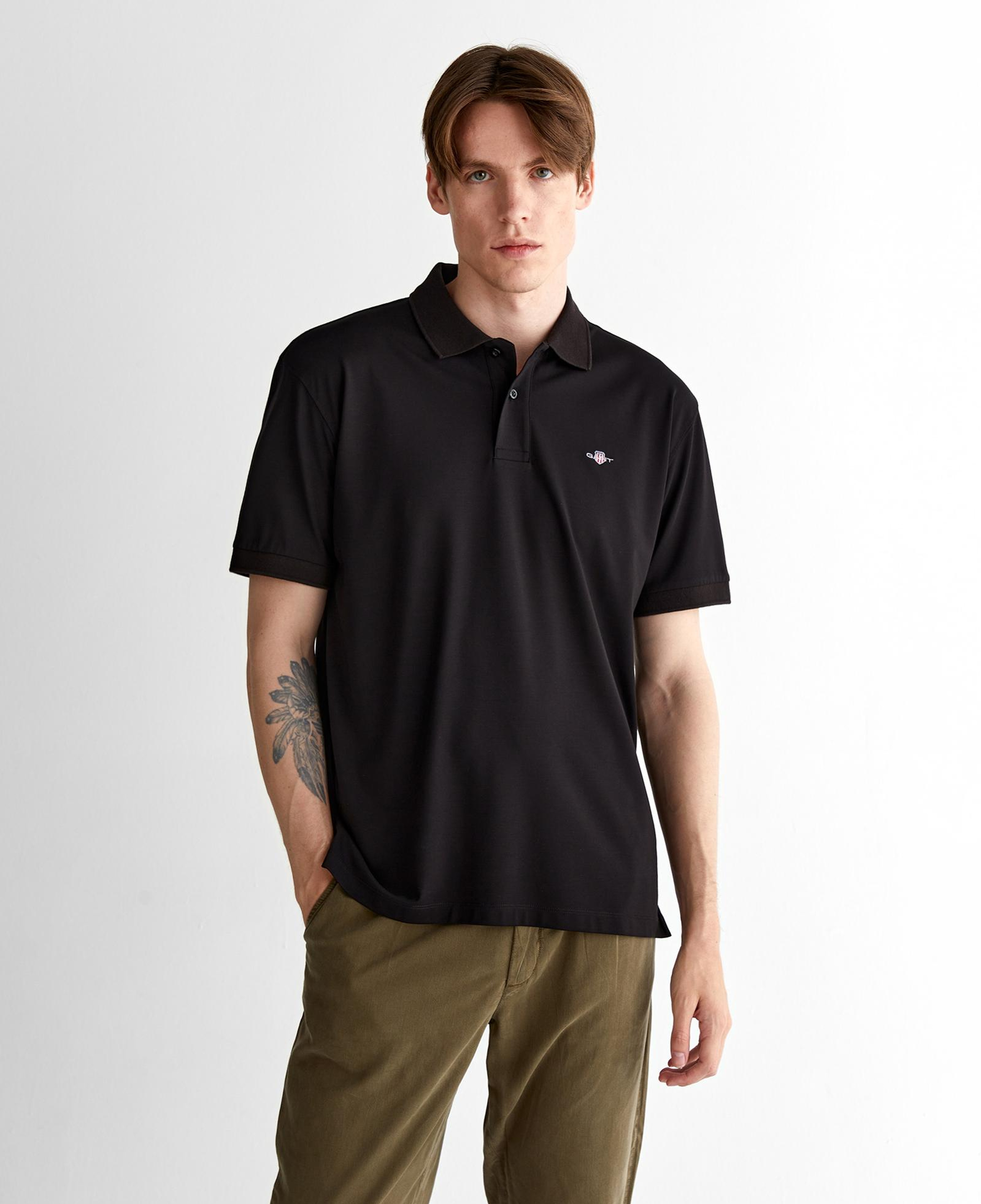 GANT Erkek Siyah Relaxed Fit Polo