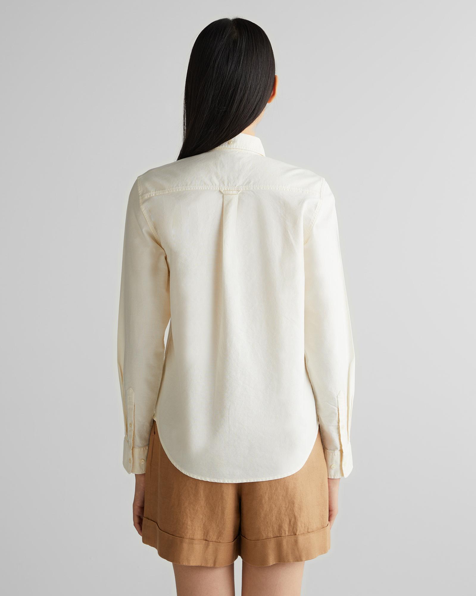 GANT Kadın Sarı Regular Fit Düğmeli Yaka Çizgili Gömlek