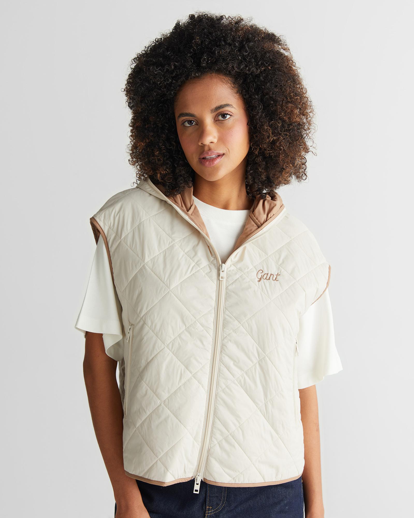 GANT Kadın Krem Kapüşonlu Logolu Yelek