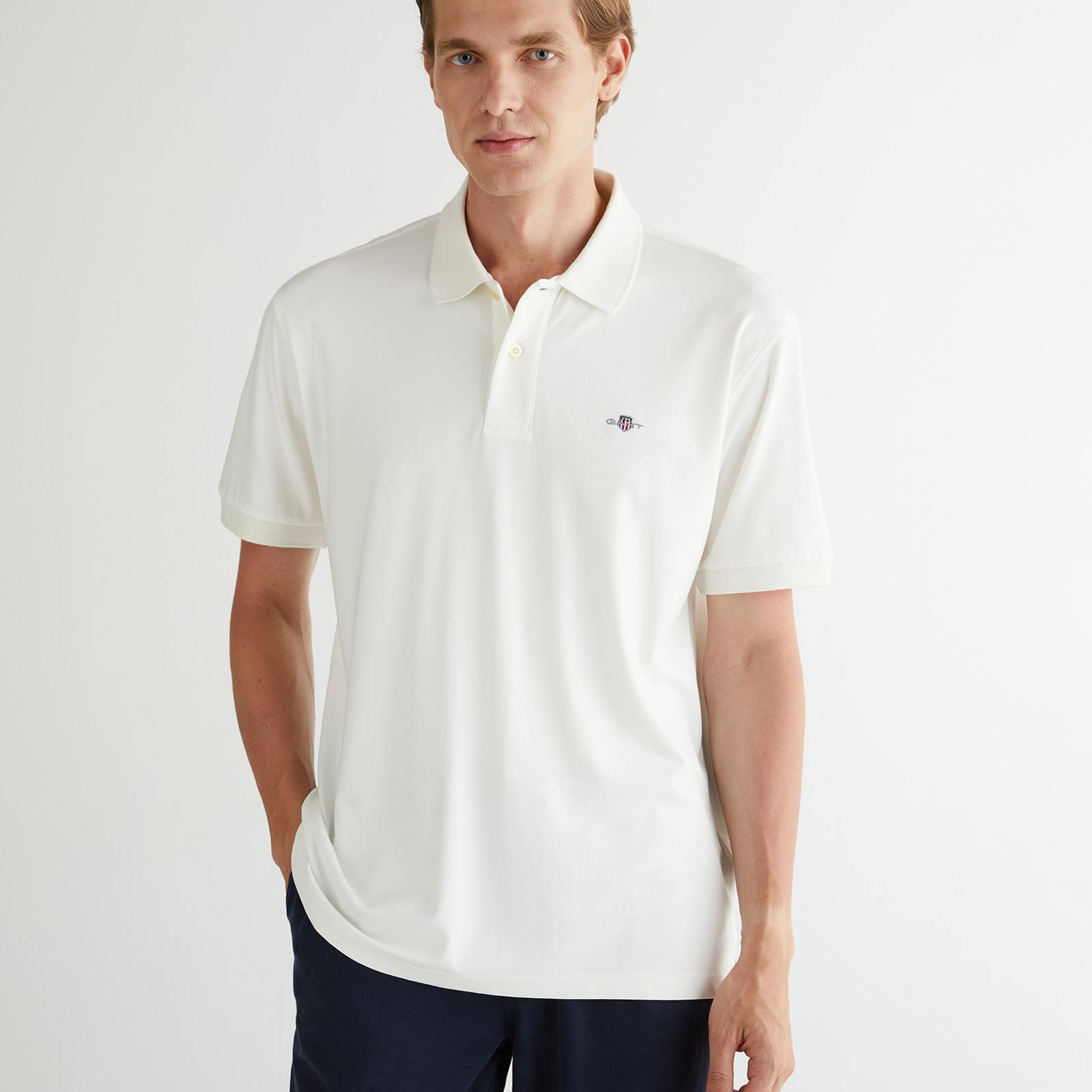 GANT Erkek Krem Relaxed Fit Polo