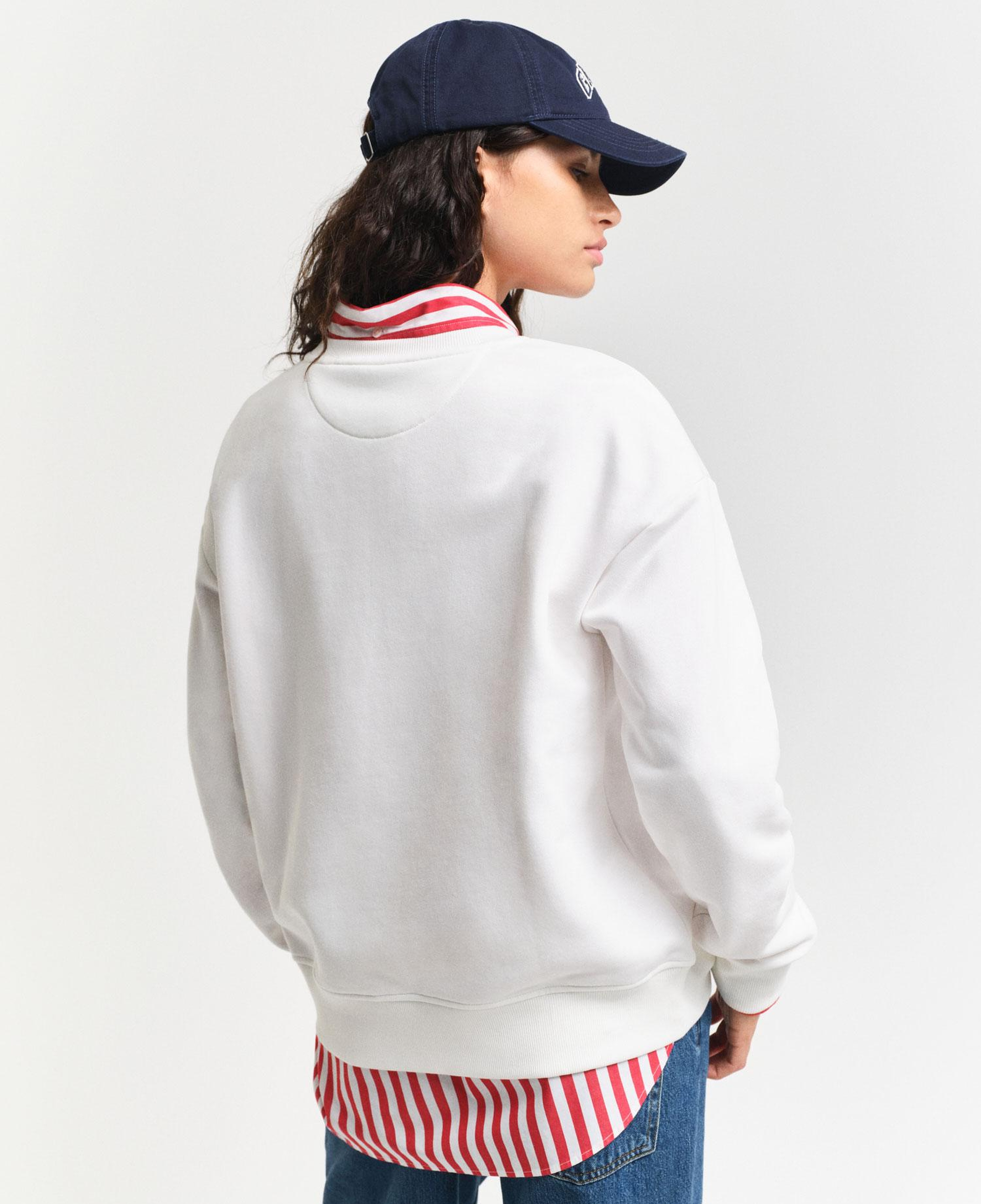 GANT Kadın Beyaz Relaxed Fit Bisiklet Yaka Sweatshirt