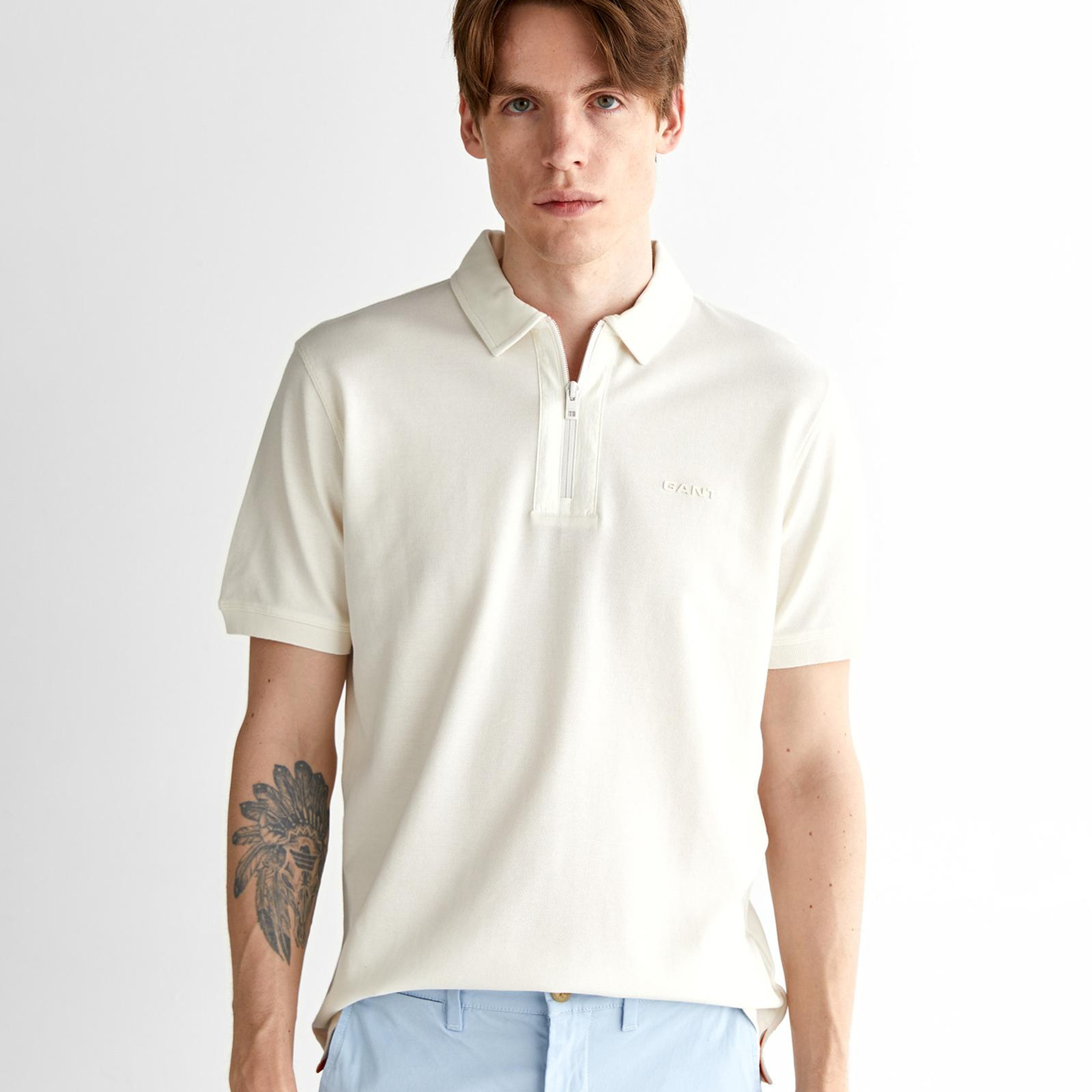 GANT Erkek Krem Regular Fit Logolu Polo