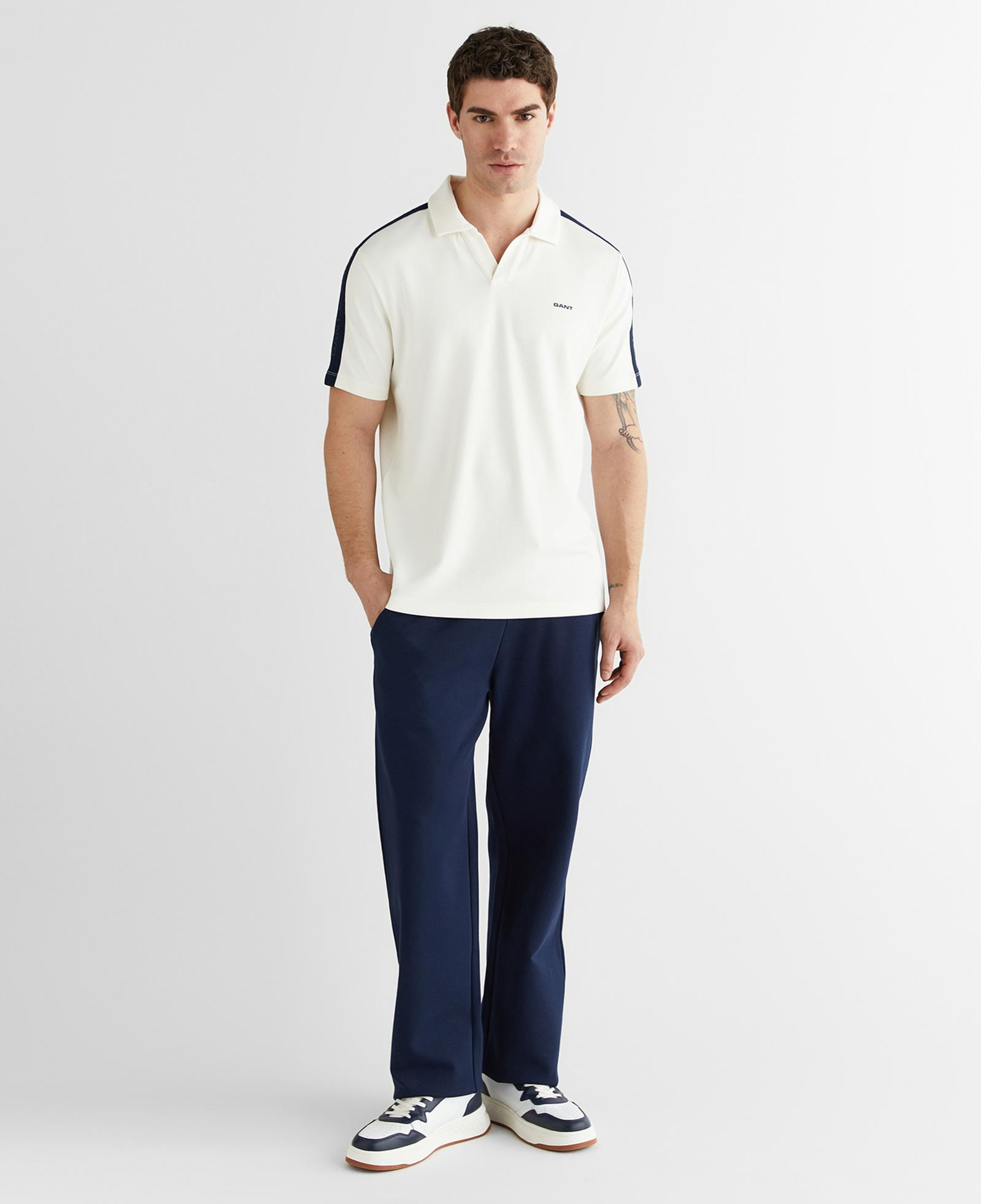 GANT Erkek Beyaz Regular Fit Şerit Detaylı Polo Yaka T-Shirt