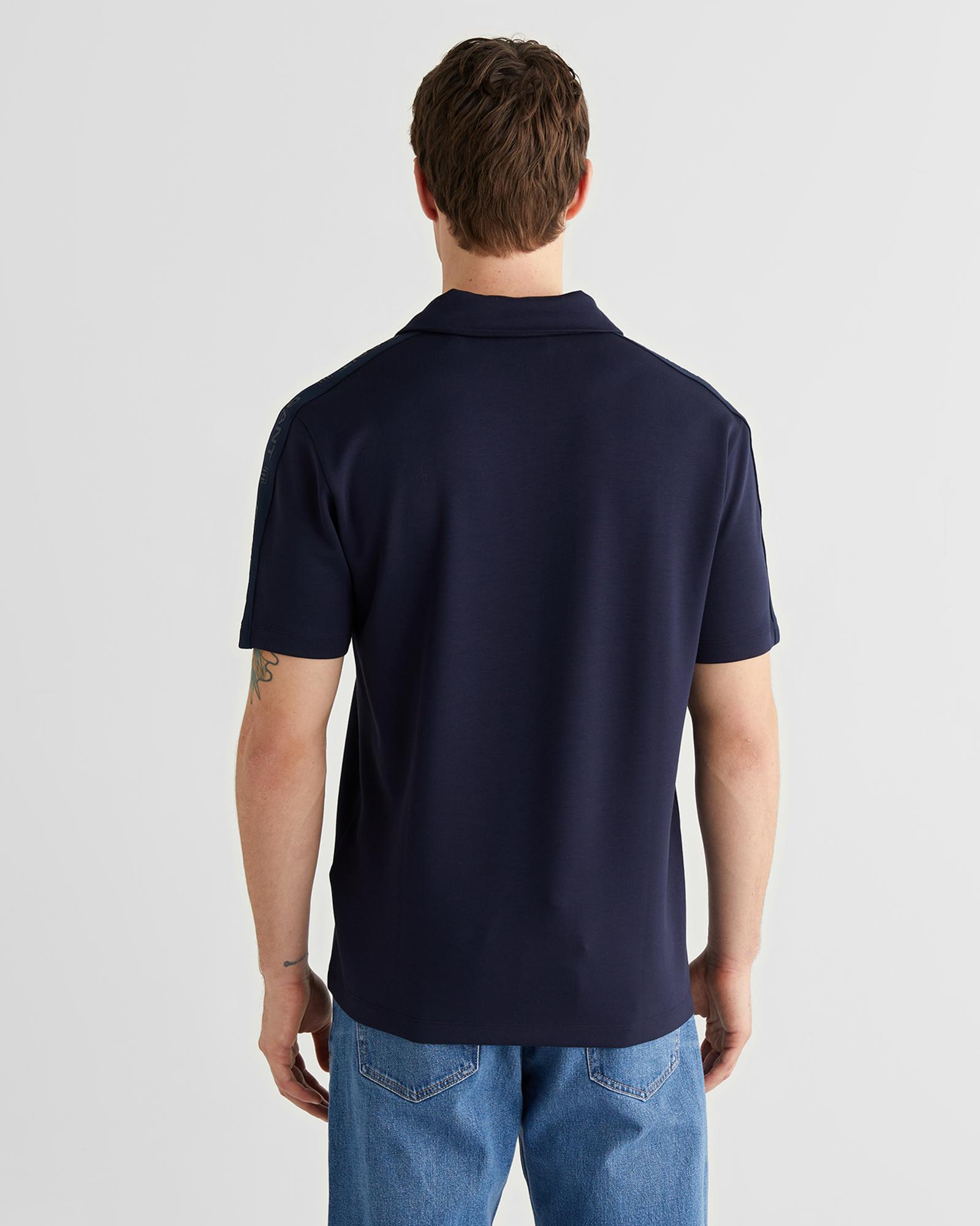 GANT Erkek Lacivert Regular Fit Şerit Detaylı Polo Yaka T-Shirt