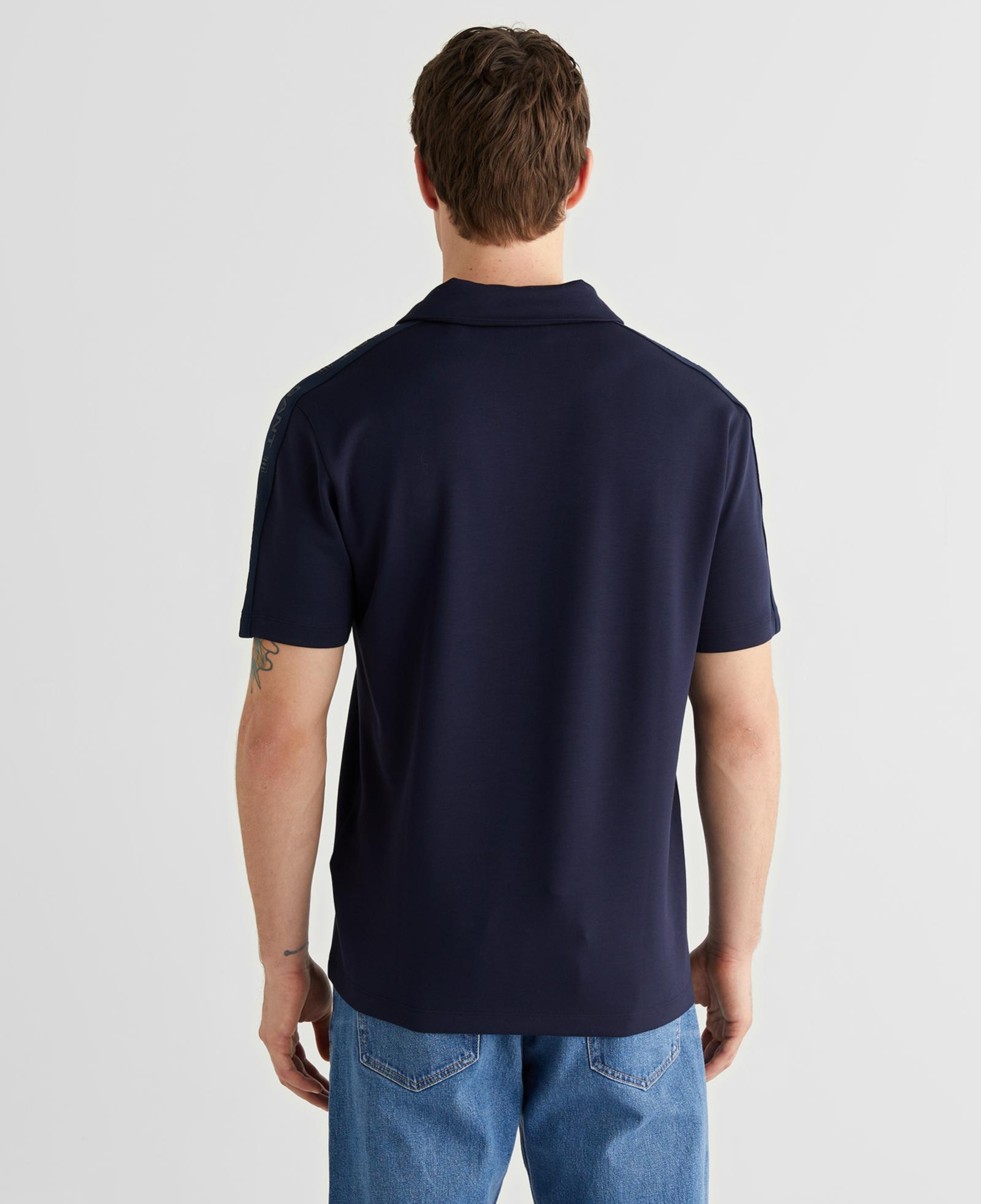 GANT Erkek Lacivert Regular Fit Şerit Detaylı Polo Yaka T-Shirt