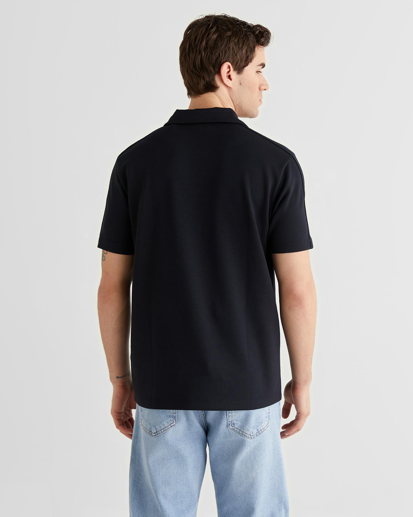 GANT Erkek Siyah Regular Fit Şerit Detaylı Polo Yaka T-Shirt