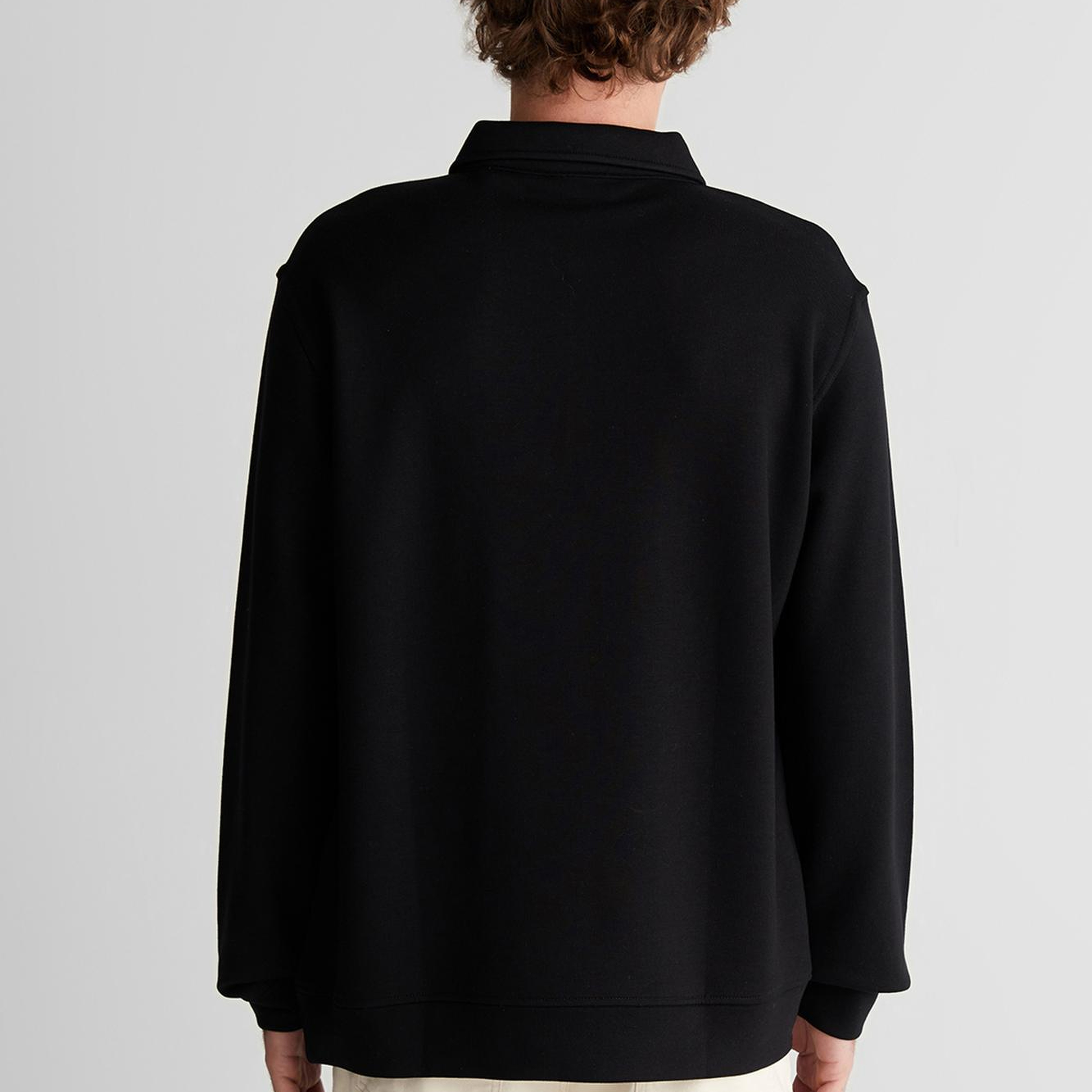 GANT Erkek Siyah Relaxed Fit Yarım Fermuarlı Logolu Sweatshirt