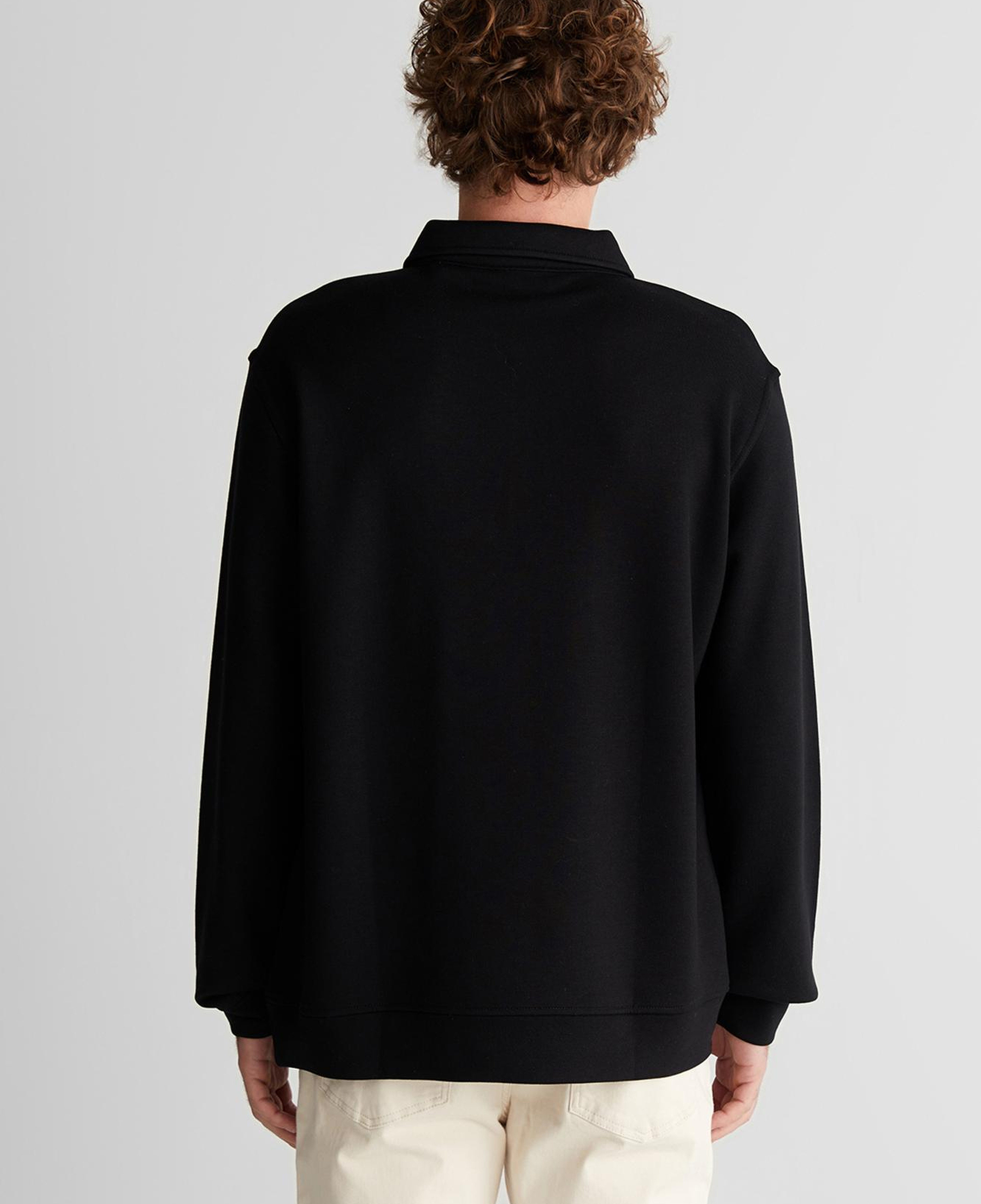 GANT Erkek Siyah Relaxed Fit Yarım Fermuarlı Logolu Sweatshirt