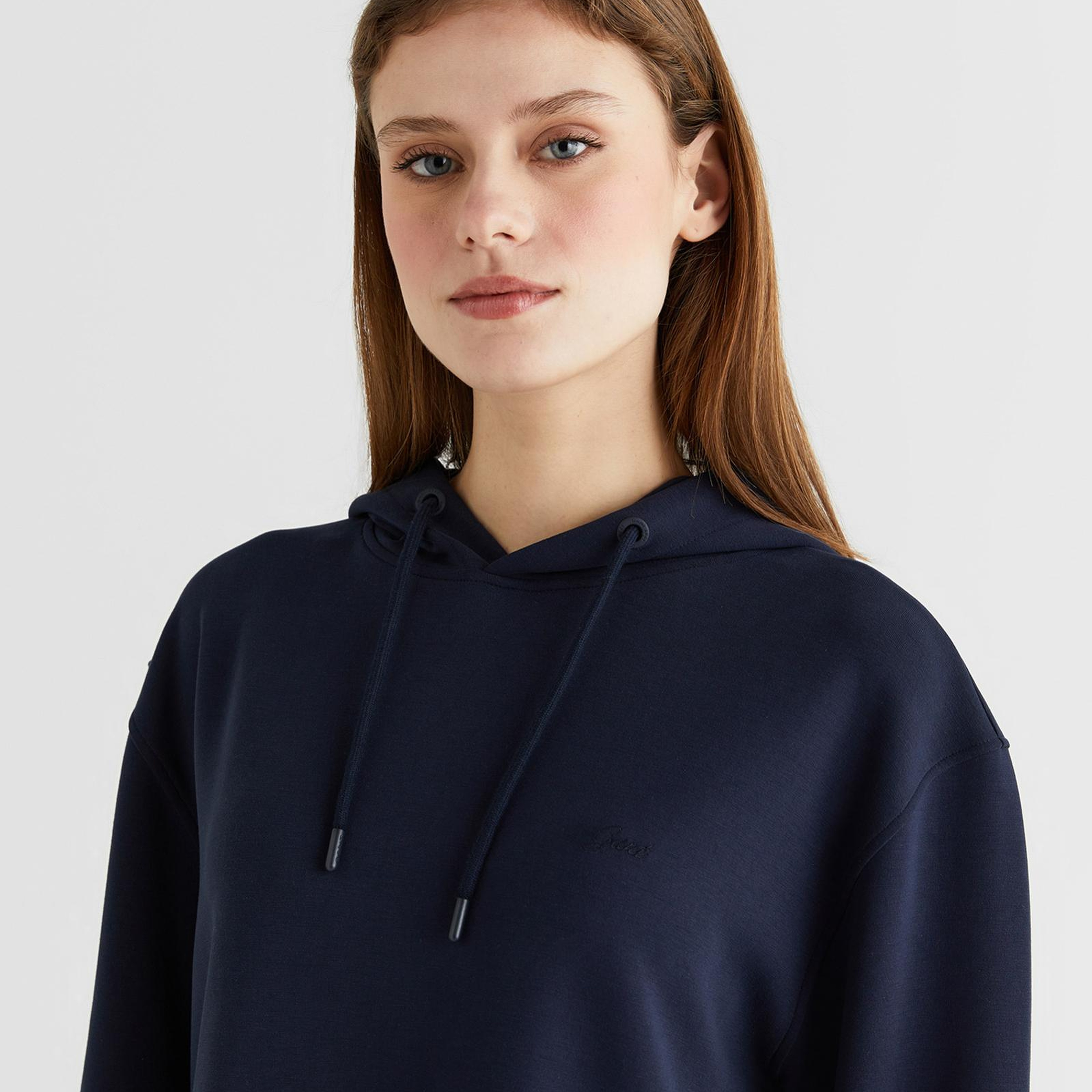GANT Kadın Lacivert Oversize Fit Kapüşonlu Sweatshirt
