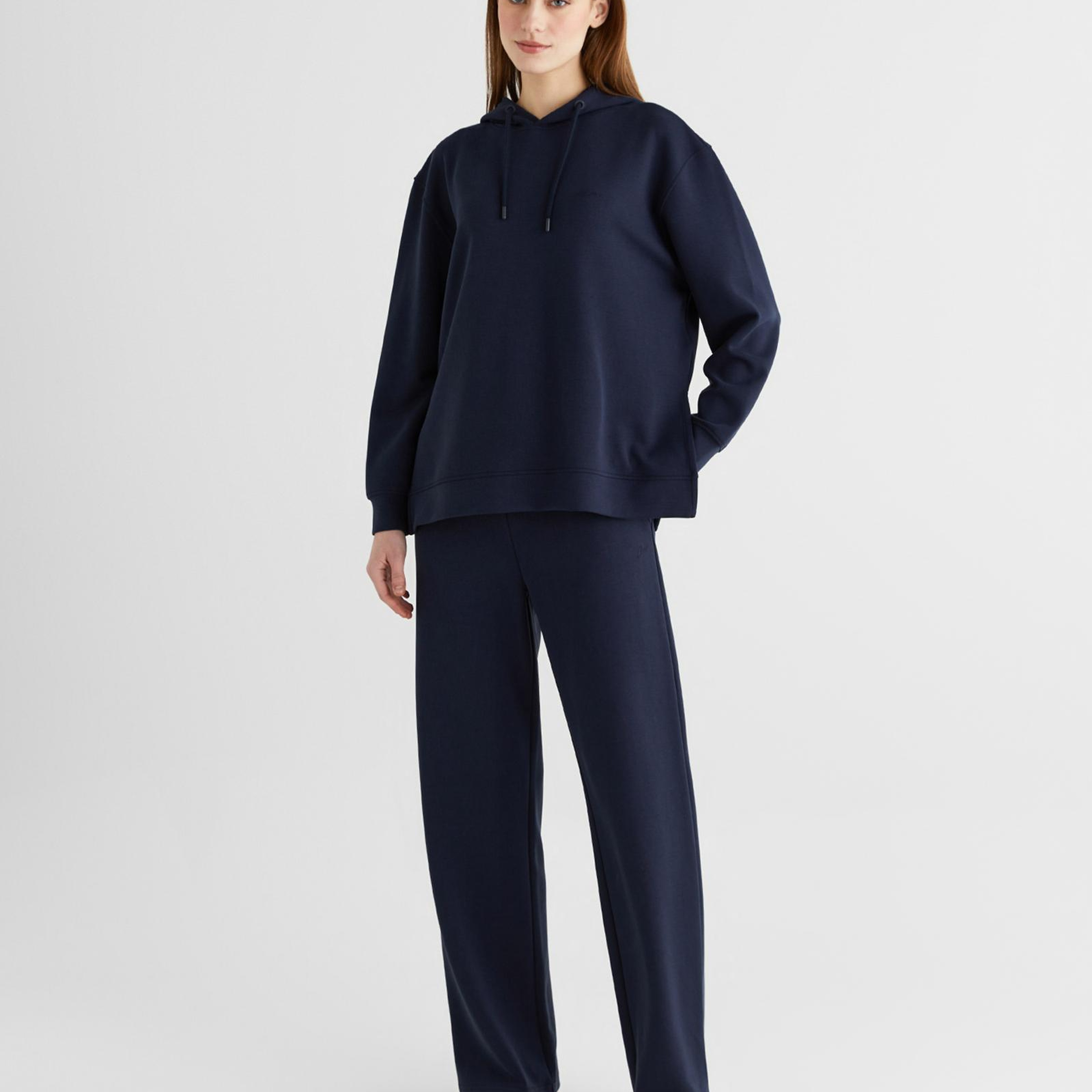 GANT Kadın Lacivert Oversize Fit Kapüşonlu Sweatshirt