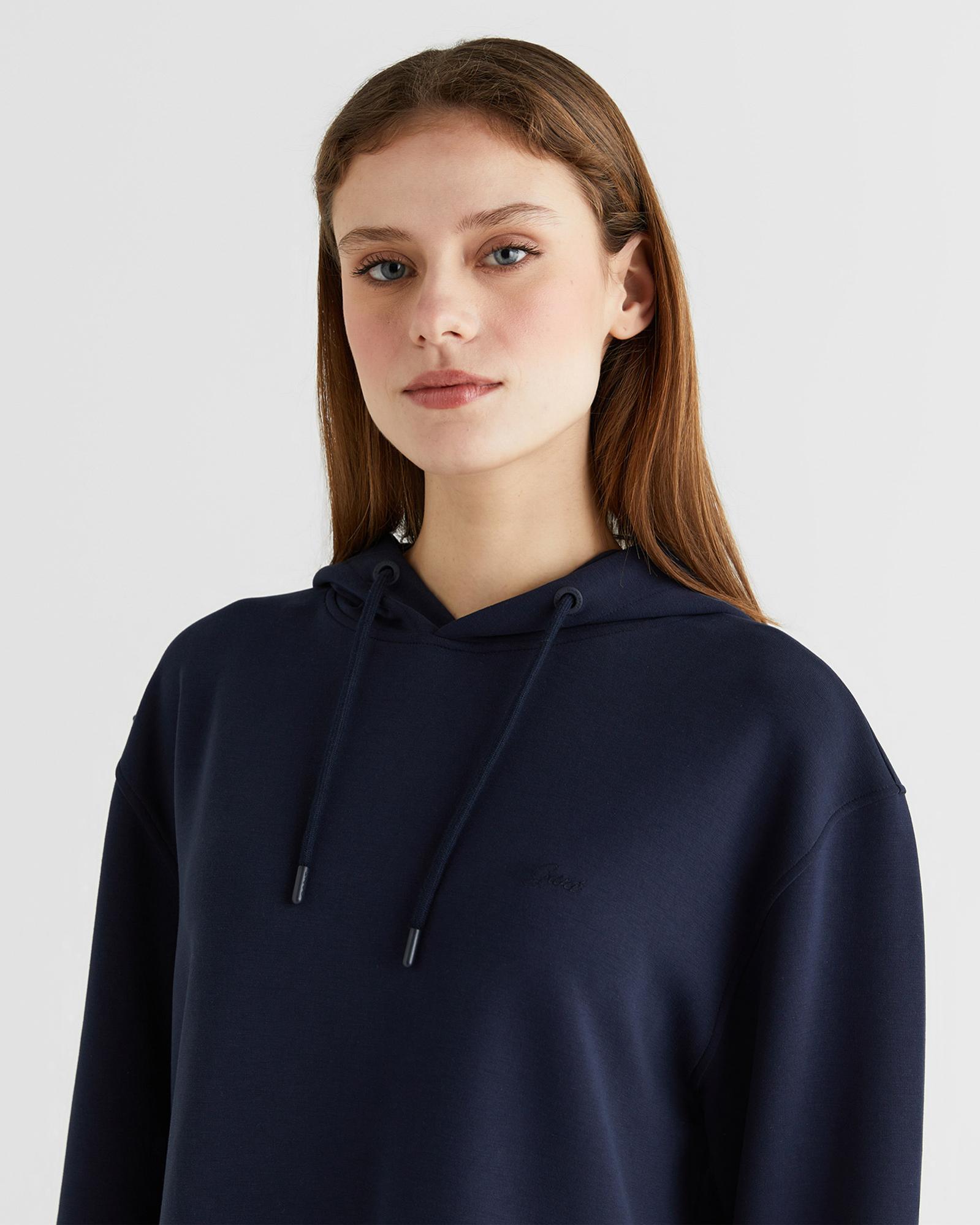 GANT Kadın Lacivert Oversize Fit Kapüşonlu Sweatshirt