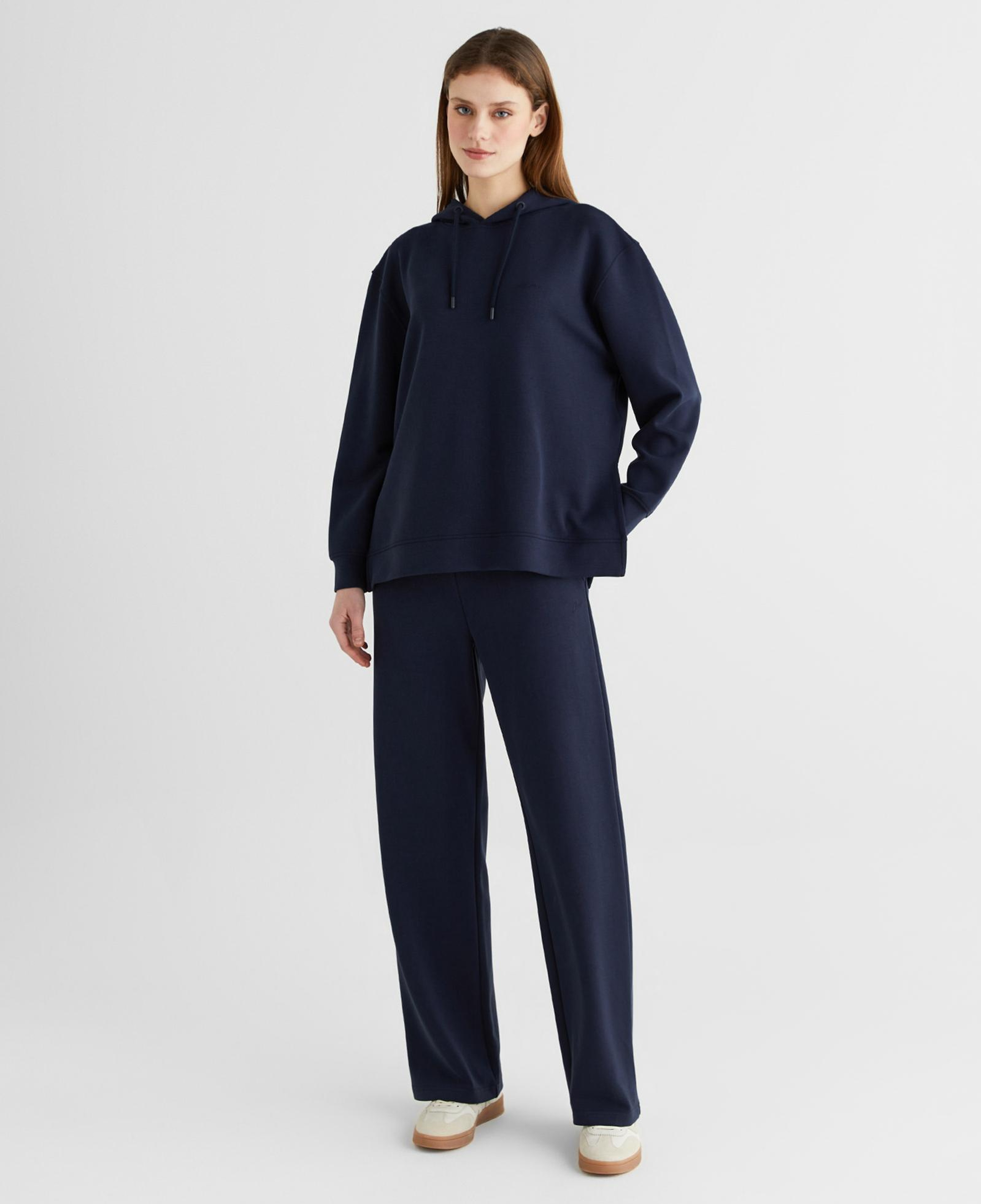 GANT Kadın Lacivert Oversize Fit Kapüşonlu Sweatshirt
