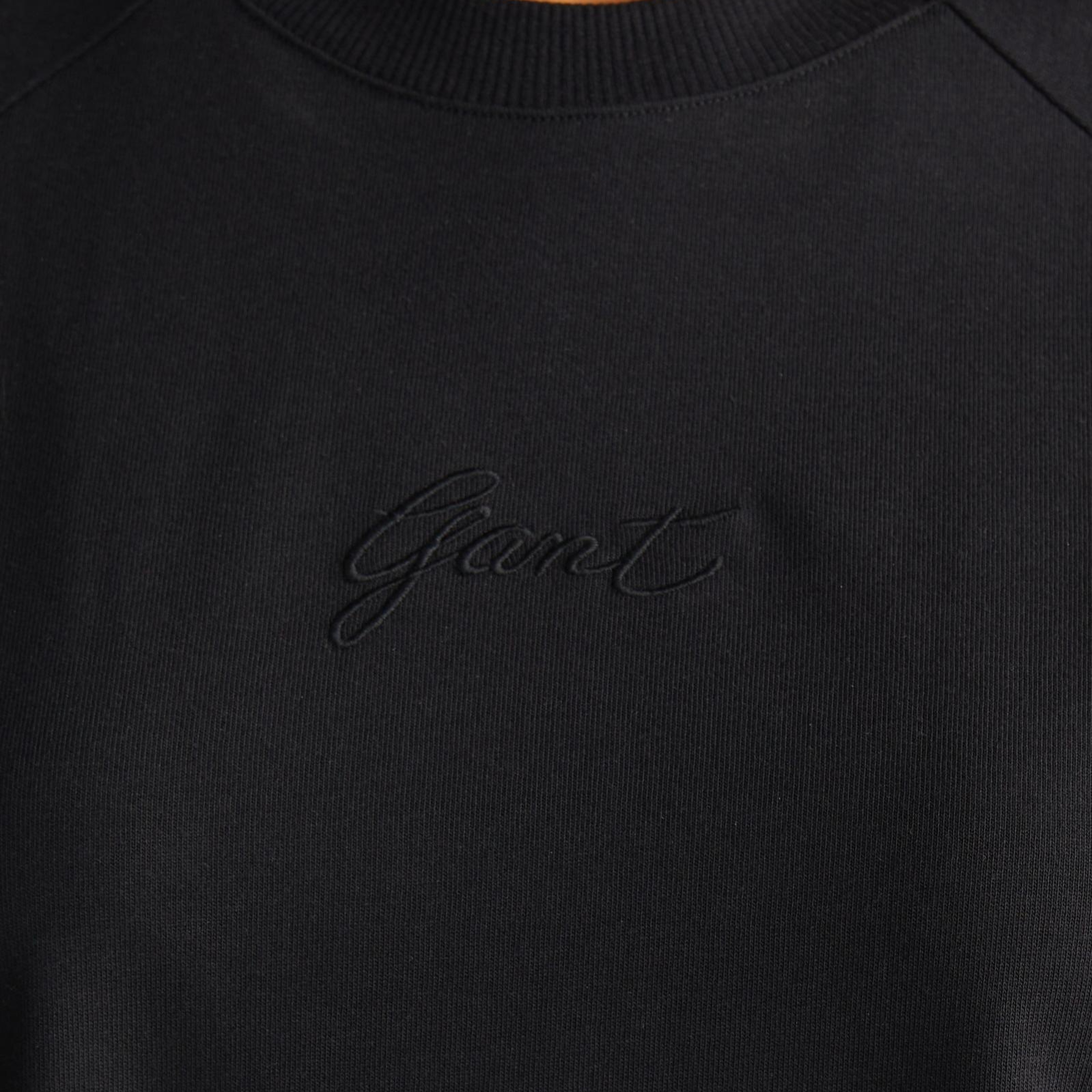 GANT Kadın Siyah Bisiklet Yaka Logolu T-Shirt