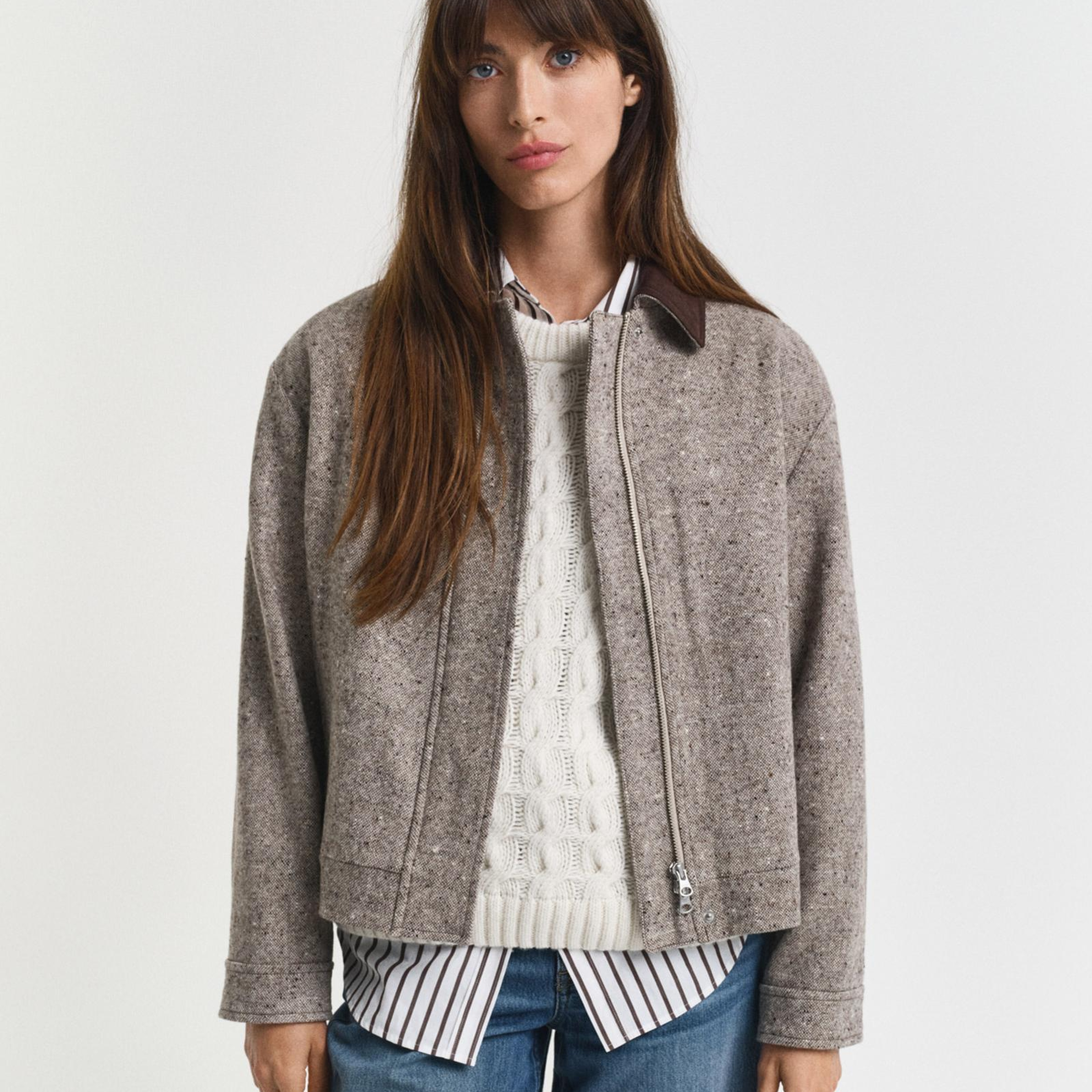 GANT Kadın Kahverengi Regular Fit Yün Ceket