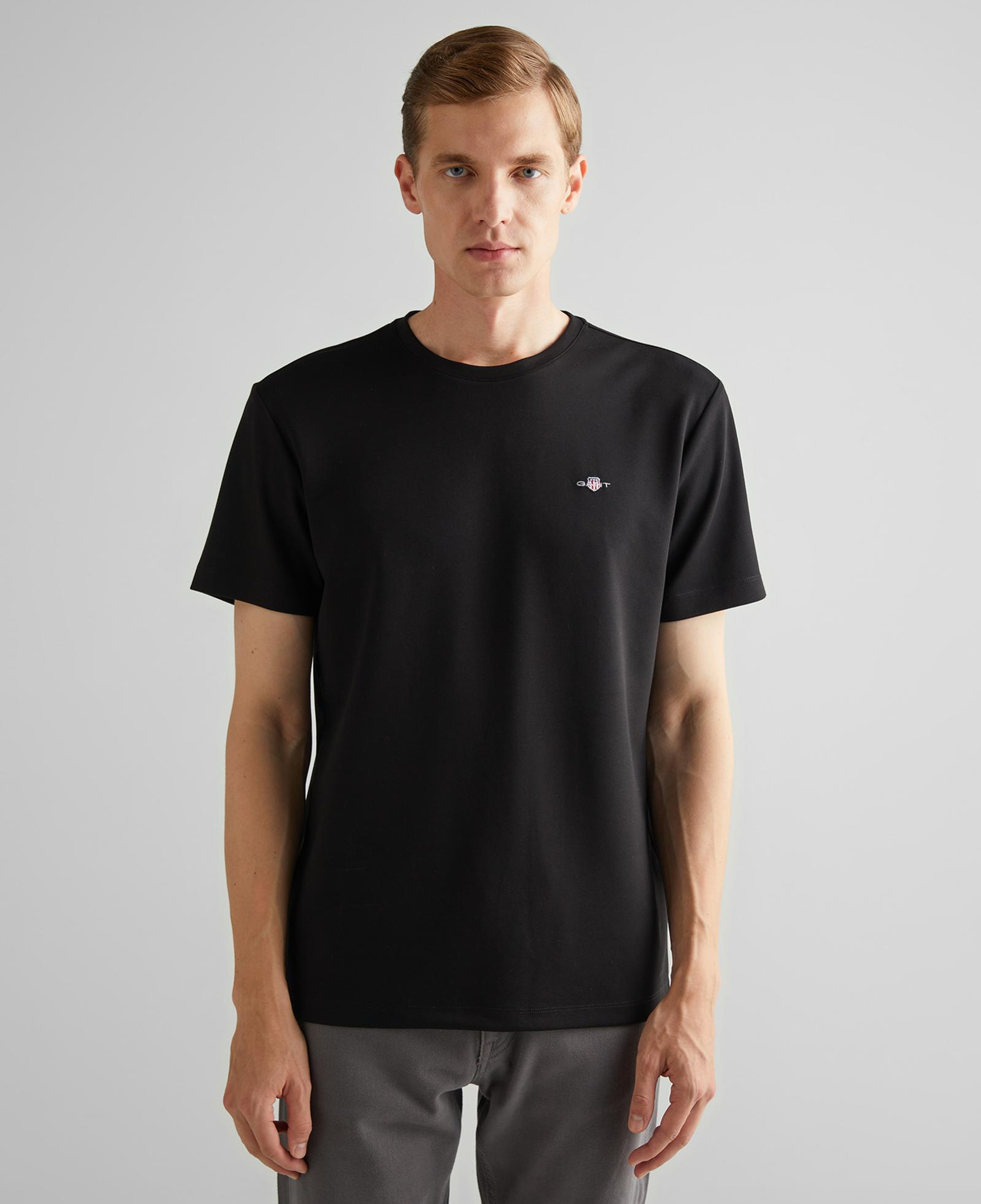 GANT Erkek Siyah Relaxed Fit Bisiklet Yaka T-Shirt