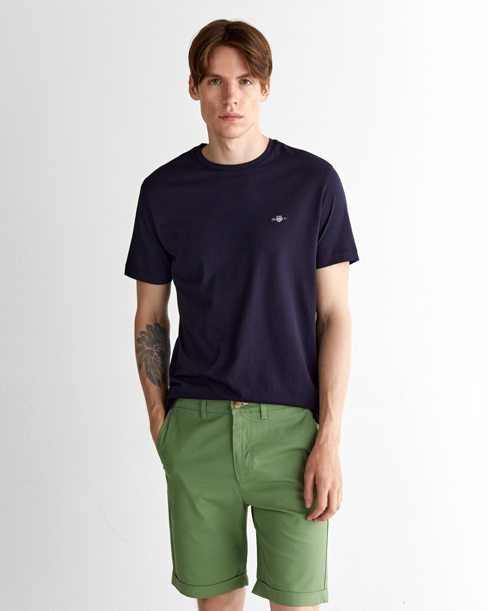 GANT Erkek Lacivert Regular Fit Bisiklet Yaka T-Shirt